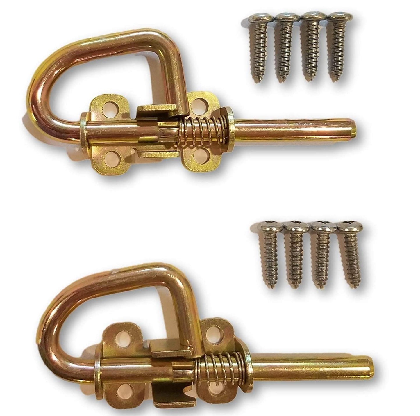 Loop Style Spring Barrel Bolts - 1 Pair - Includes 8 Screws - Shed Door Hardware, Shed Door, Barn Door Sheds, Gates, Playhouses, & Chicken Coops