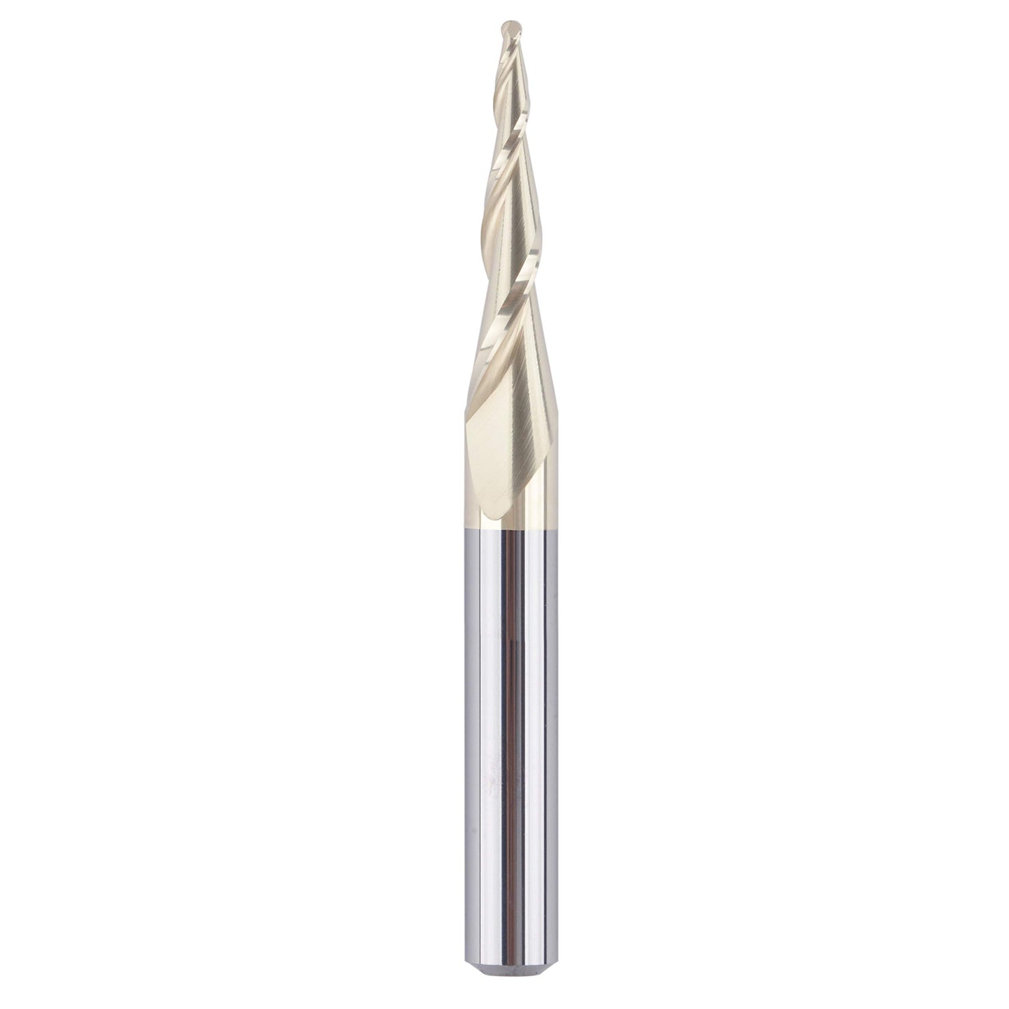 SpeTool Tapered Ball Nose End Mill 1/4" Shank with 1/32" Cutting Radius for 3D Carving Engraving Router Bit, ZrN Coated