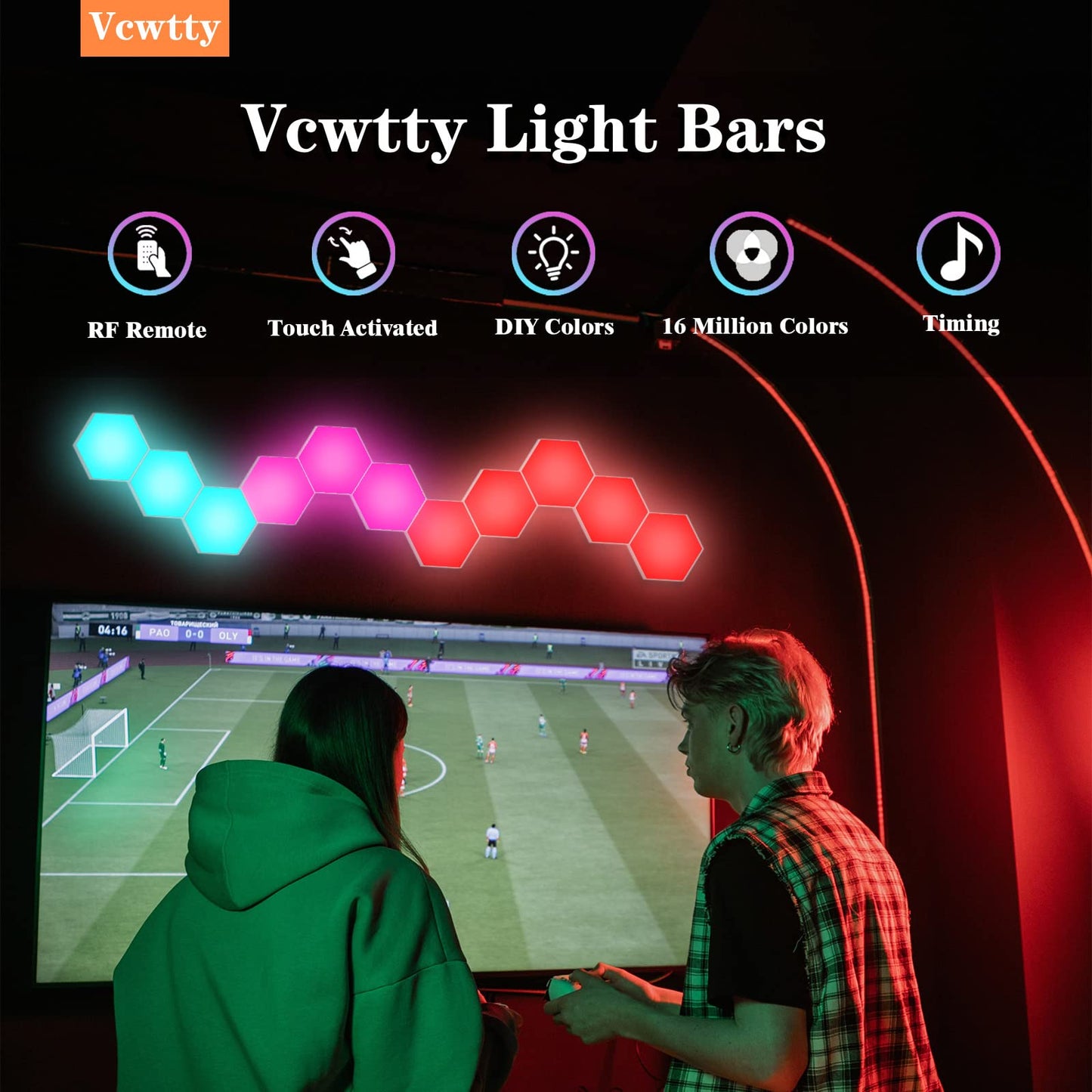 YXQUA 10-Pack Hexagonal LED Wall Lights, Touch Sensitive, Modular Geometry Panels for DIY, Bedroom, Living Room, Creative Gift