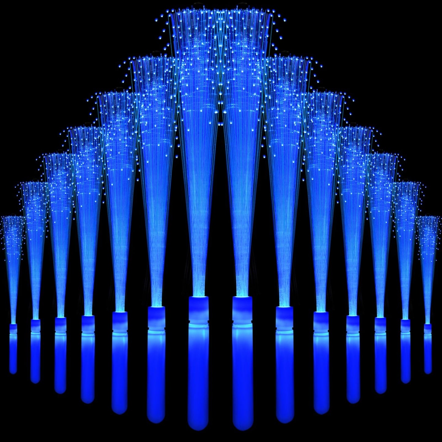 NUDALA 24 Pack Blue Glow Fiber Optic Wands, Light-Up Glow Sticks with 3 Light Modes for Christmas, Valentine’s Day, Easter, 4th of July, Concerts & Clubs