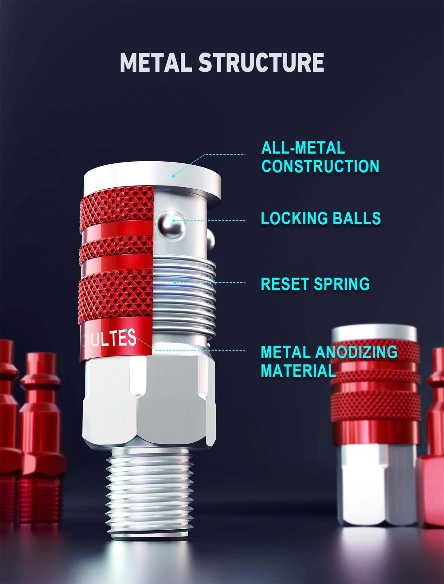 EVOULTES 16-Pc 1/4" NPT Air Hose Fittings & Quick Connect Coupler Kit, Lightweight Aluminum Pneumatic Tool Accessories