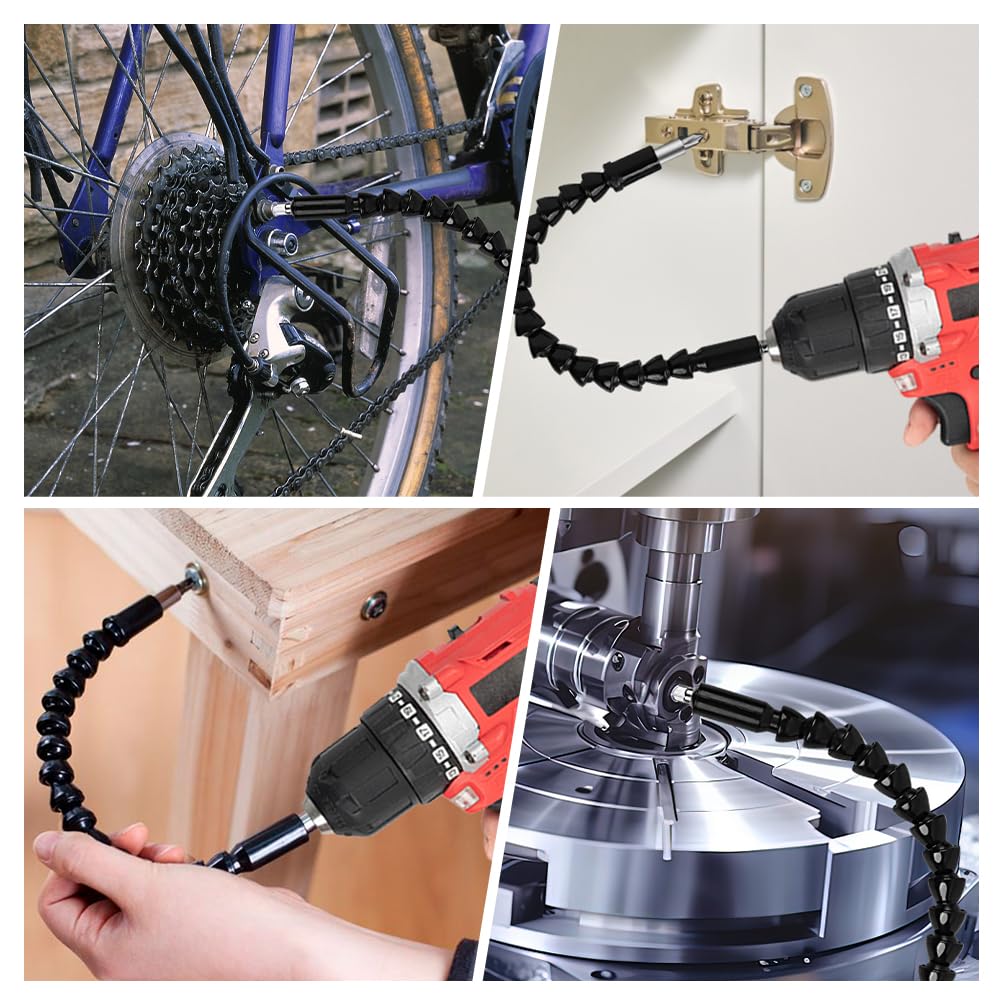 4 Pack Flexible Drill Bit Extension, 11.6-Inch Bendable Superbit Screwdriver Flexible Shaft Extension Bits (Black)