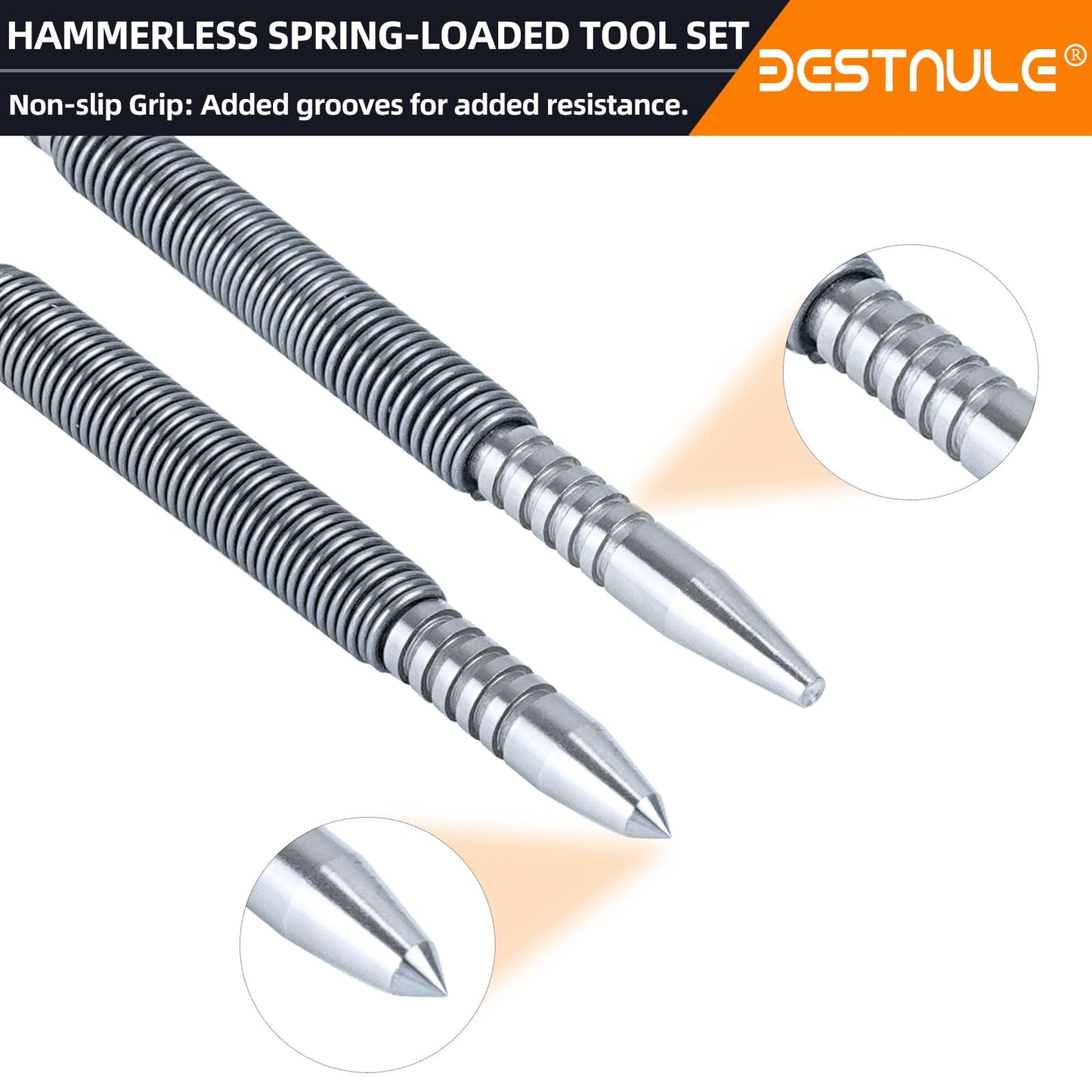 BESTNULE 4-Piece Nail Setter & Punch Set, Dual Head Nail Setter, Center Punch, Hammerless Cold Chisel & Hinge Pin Remover