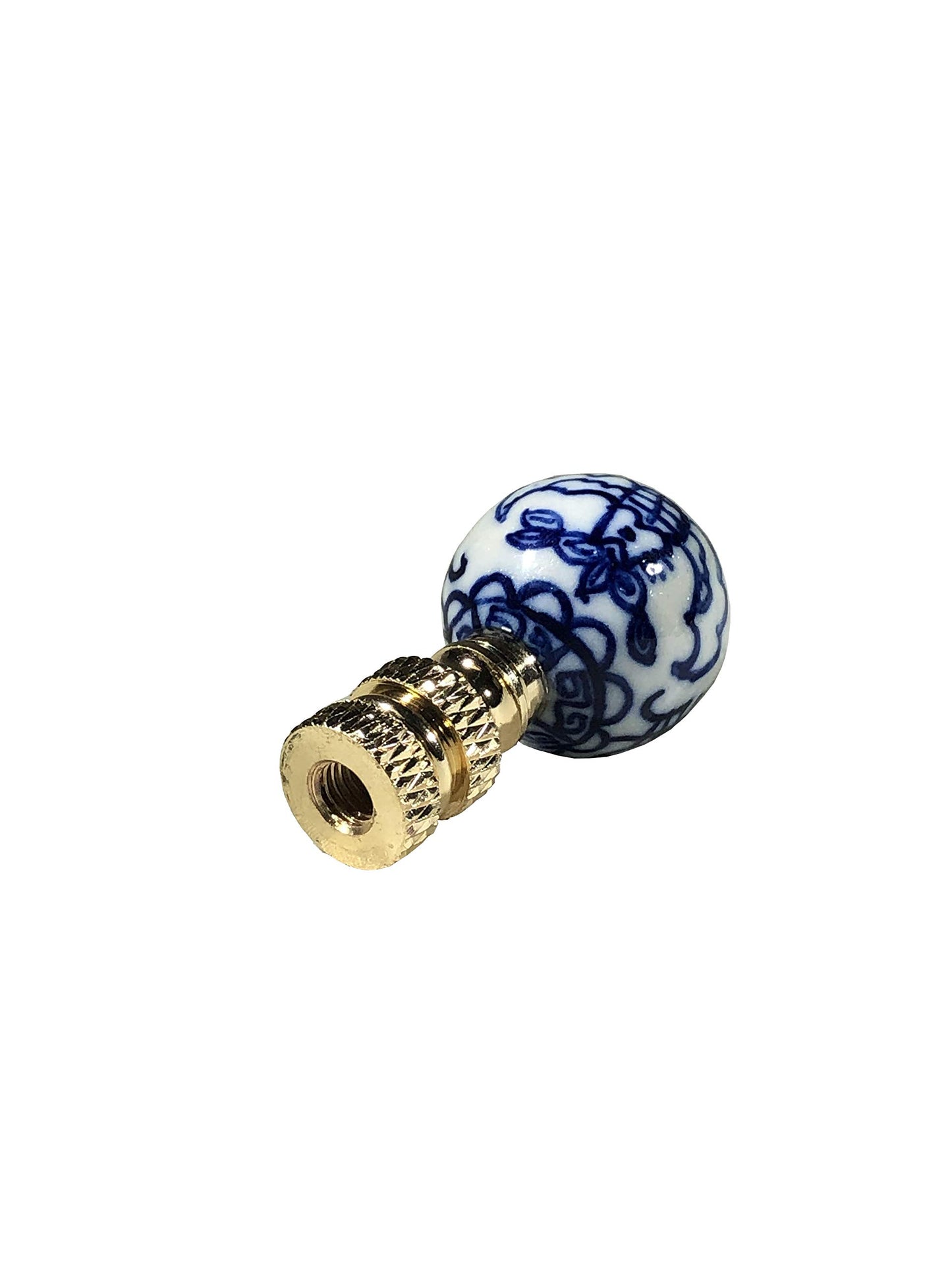 Royal Designs, Inc. Decorative Chinoiserie Blue and White Lamp Finials (Asian Motif - 2 Pk)