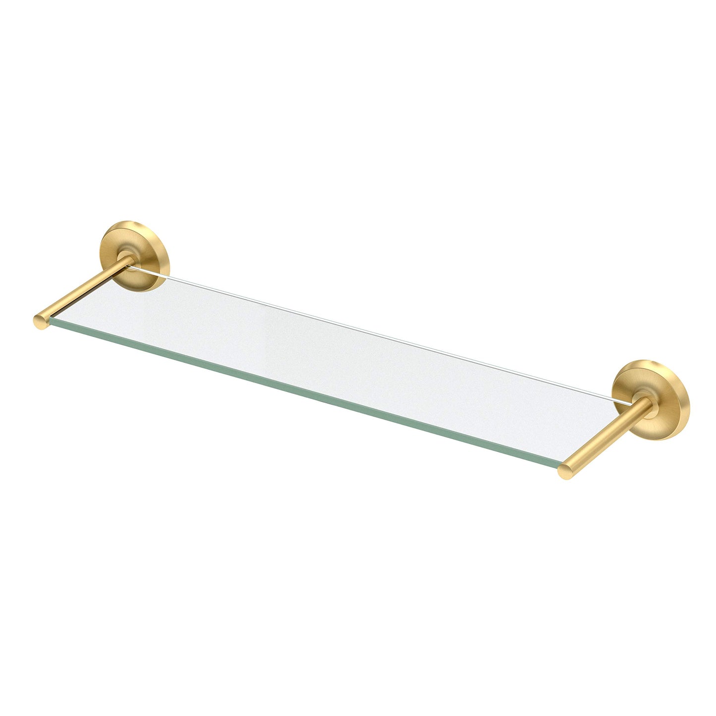 Gatco 5057 Designer II Glass Shelf, Brushed Brass/Wall Mounted 22.50" x 5.85" Tempered/Floating Rectangle Glass Shelf for Bathroom