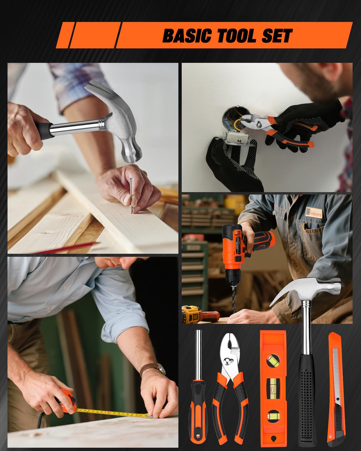 139-Piece Tool Set with 8V Cordless Drill Driver, Toolbox Storage Case, DIY & Home Repair Handyman Kit