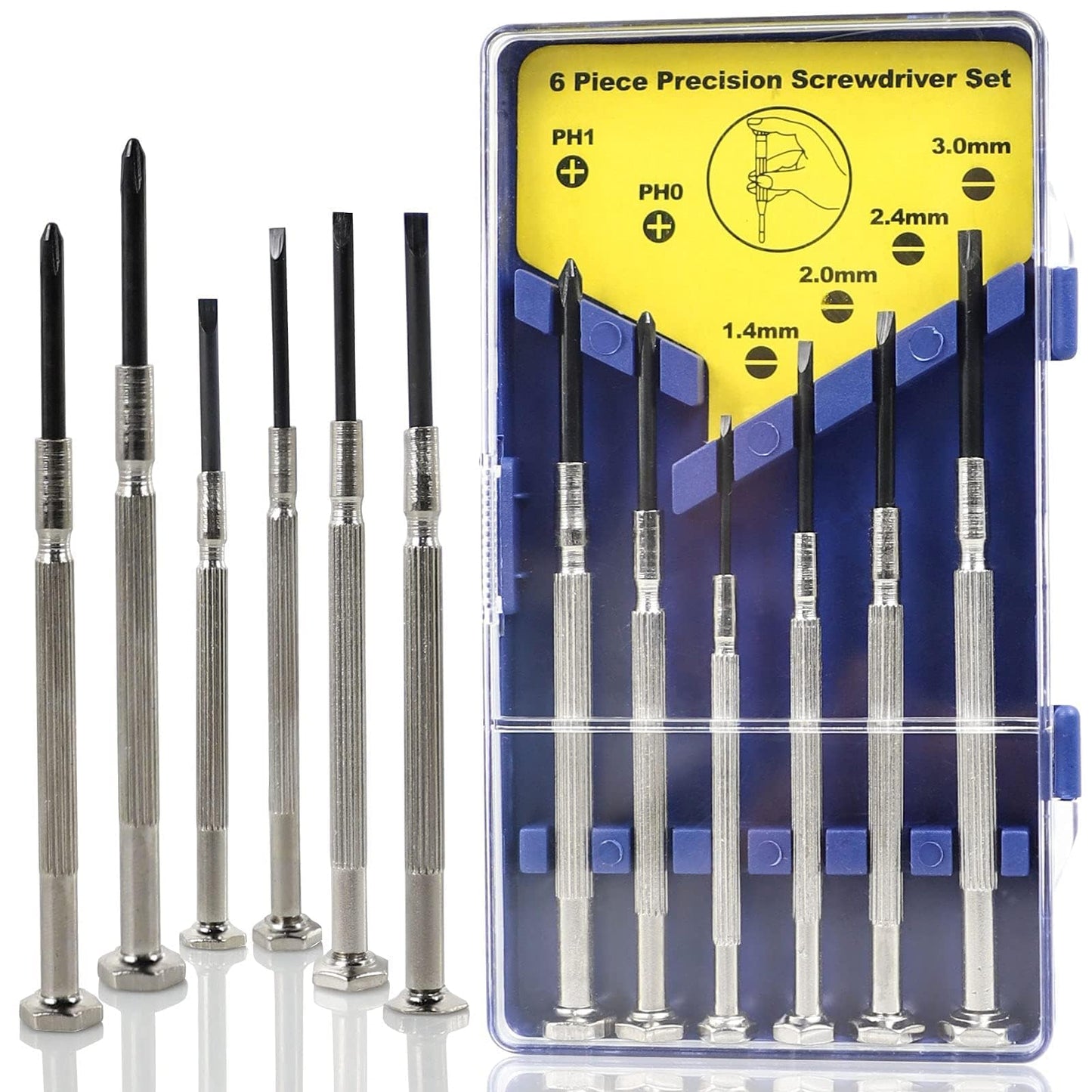 6-Piece Precision Screwdriver Set, Mini Flat & Phillips Screwdrivers for Eyeglasses, Watches & Electronic Repair