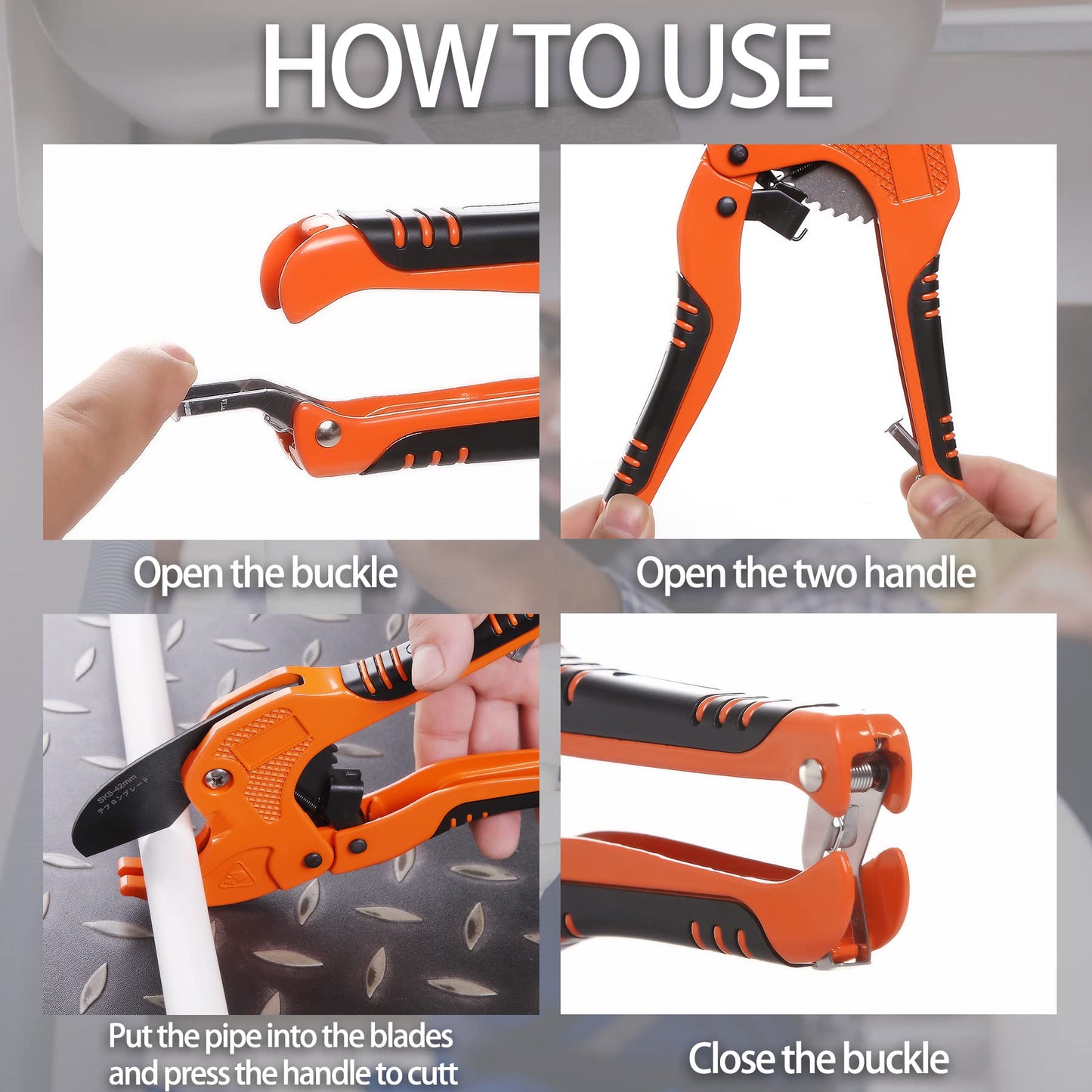 Zantle Ratcheting Pipe & Tube Cutter, One-Hand Fast Cutting Tool for PEX, PVC, PPR Pipes up to 1-1/4" O.D., Easy Use