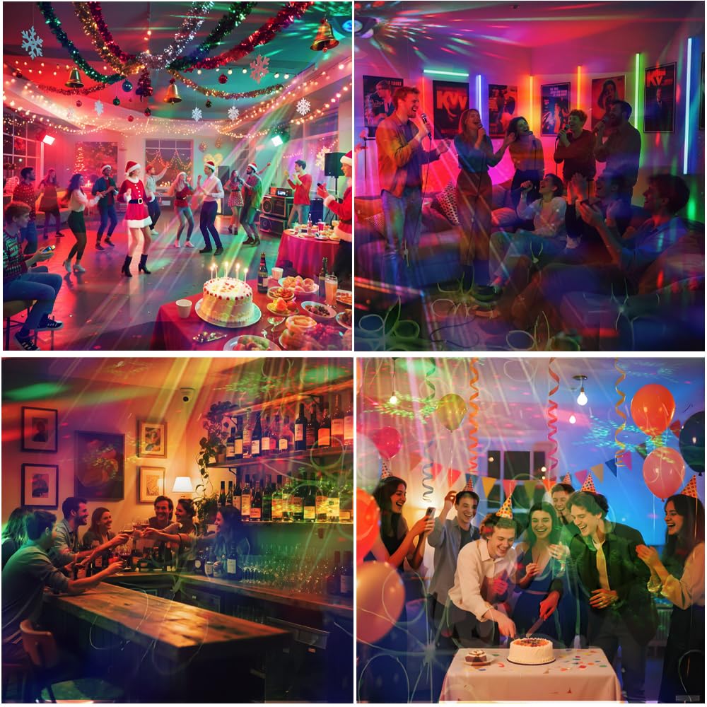 Disco Ball Party Lights Indoor/Outdoor, 3 Sound-Activated Strobe Balls with Remote for Christmas, Halloween, KTV & Club Parties