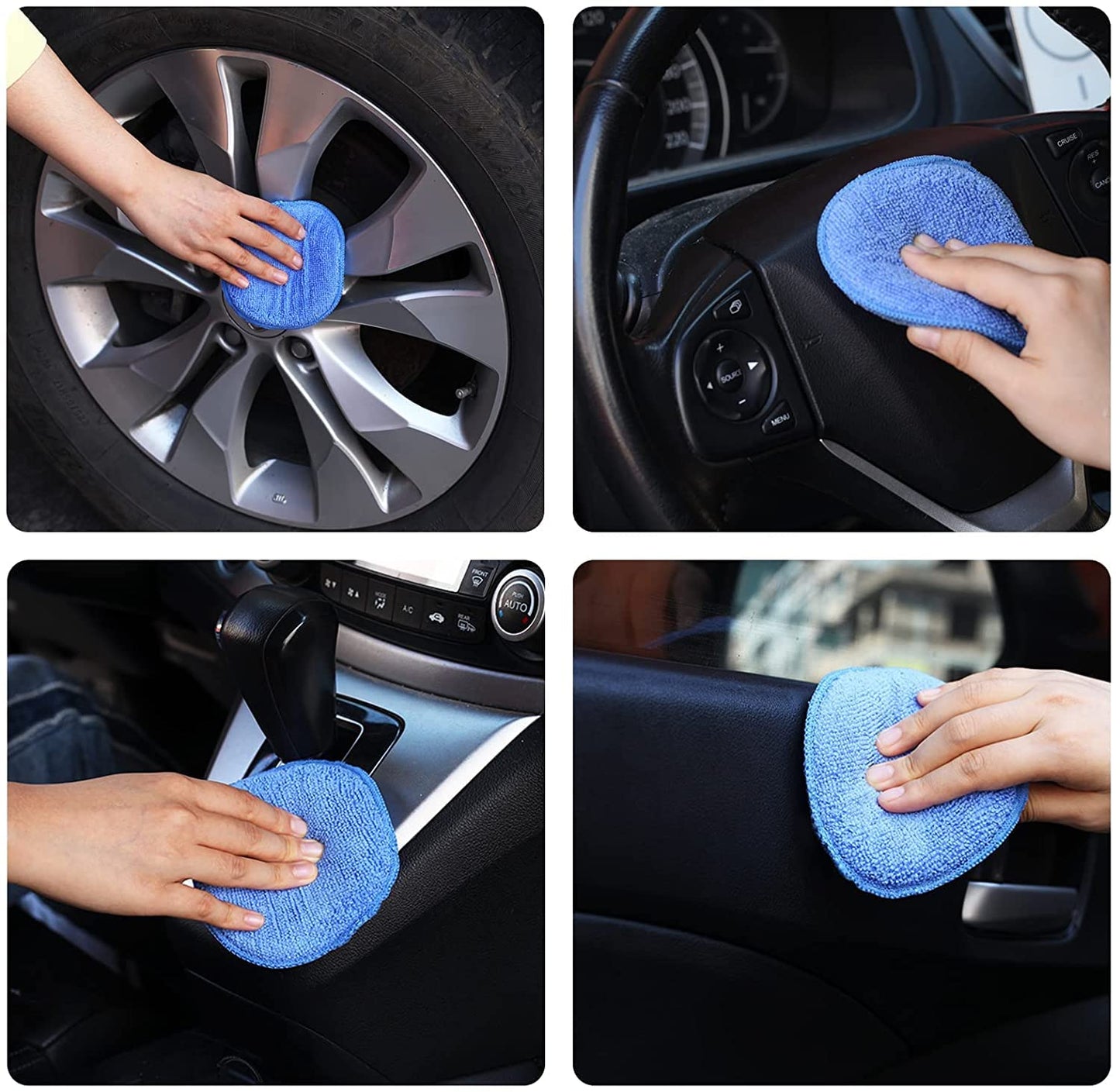FONAROLL Microfiber Wax Applicator Pads, 5-Inch Foam Buffing & Polishing Pads for Car Waxing, Detailing & Cleaning, 6-Pack