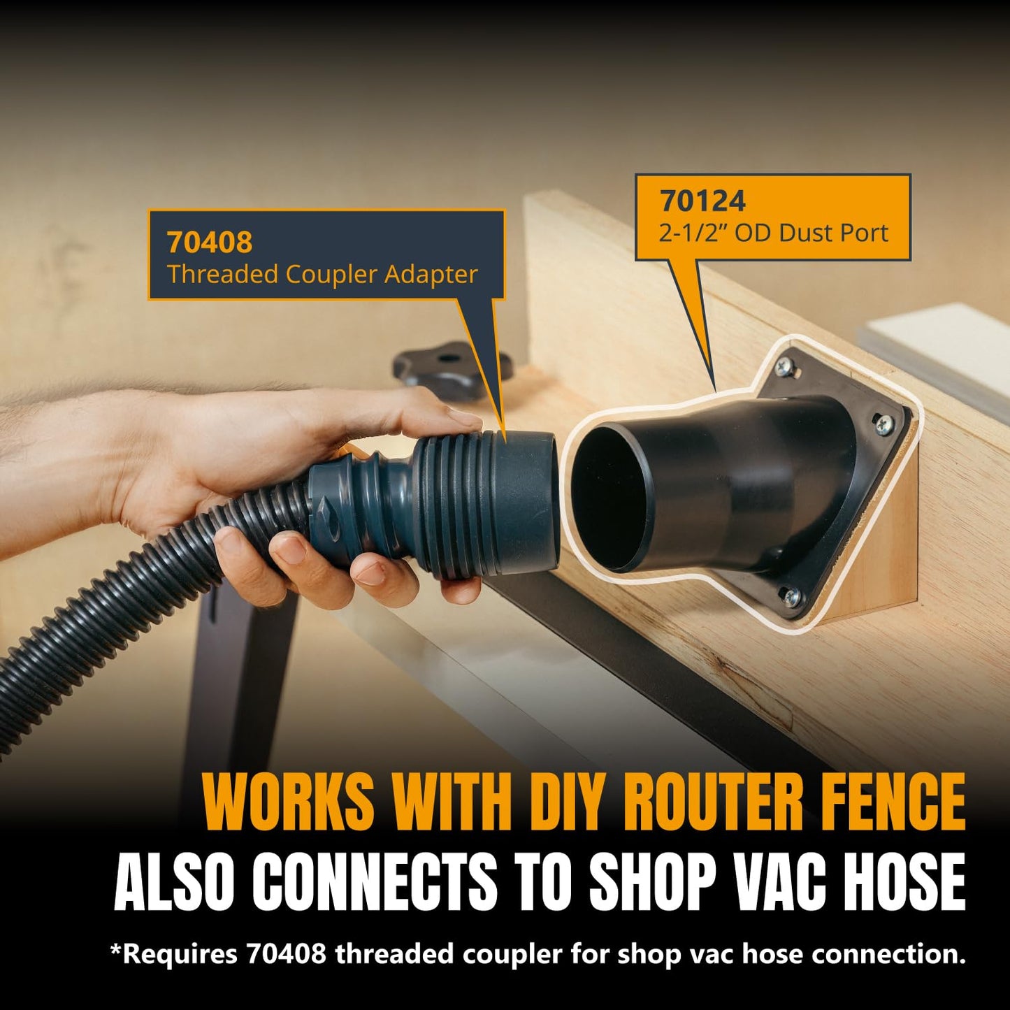 POWERTEC 70124 Universal Dust Port, 2-1/2"