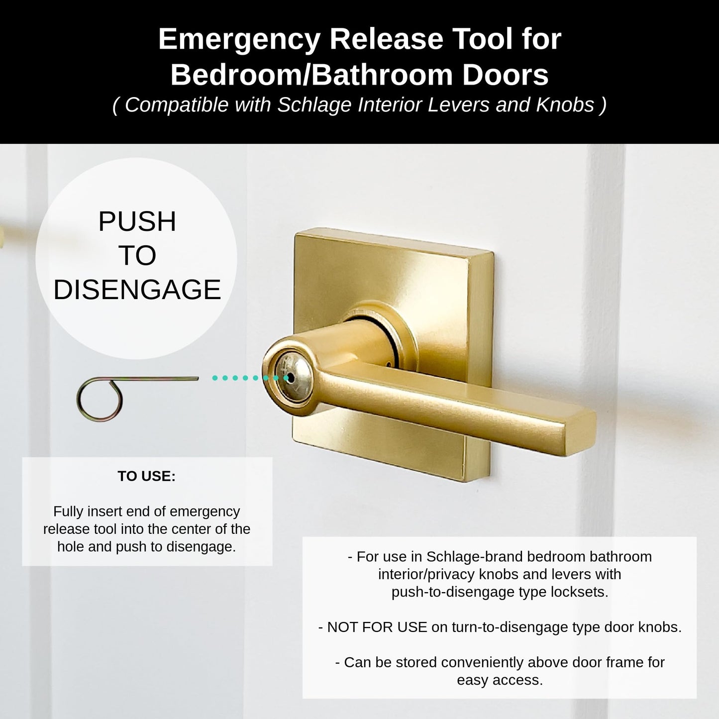 Schlage M504-271 Interior Bedroom Bathroom Emergency Door Lock Key Pin 5 Pack