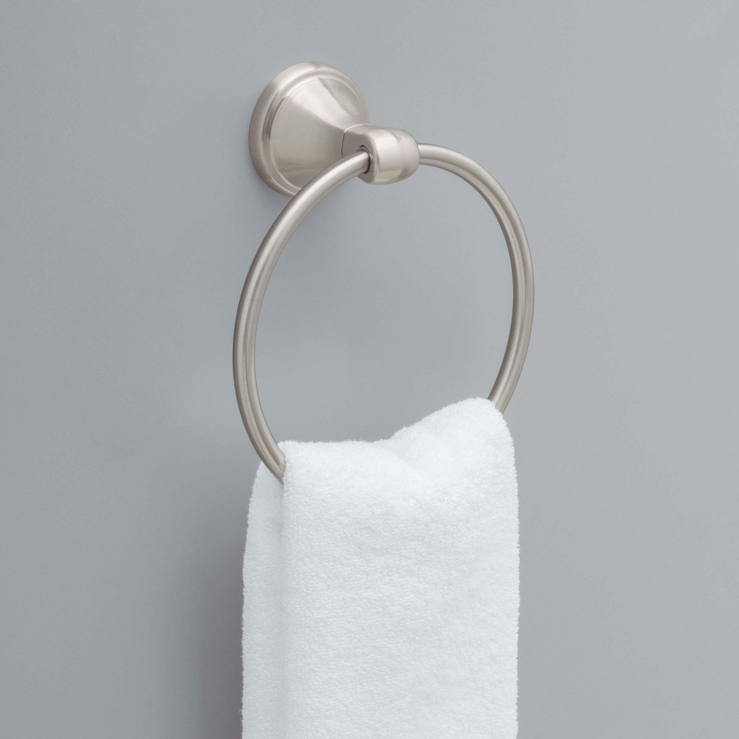 Delta Faucet Becker (1-Pack) Hand Towel Holder, SpotShield Brushed Nickel, Ring for Bathroom or Kitchen Sink, Wall Mounted BCK46-DN