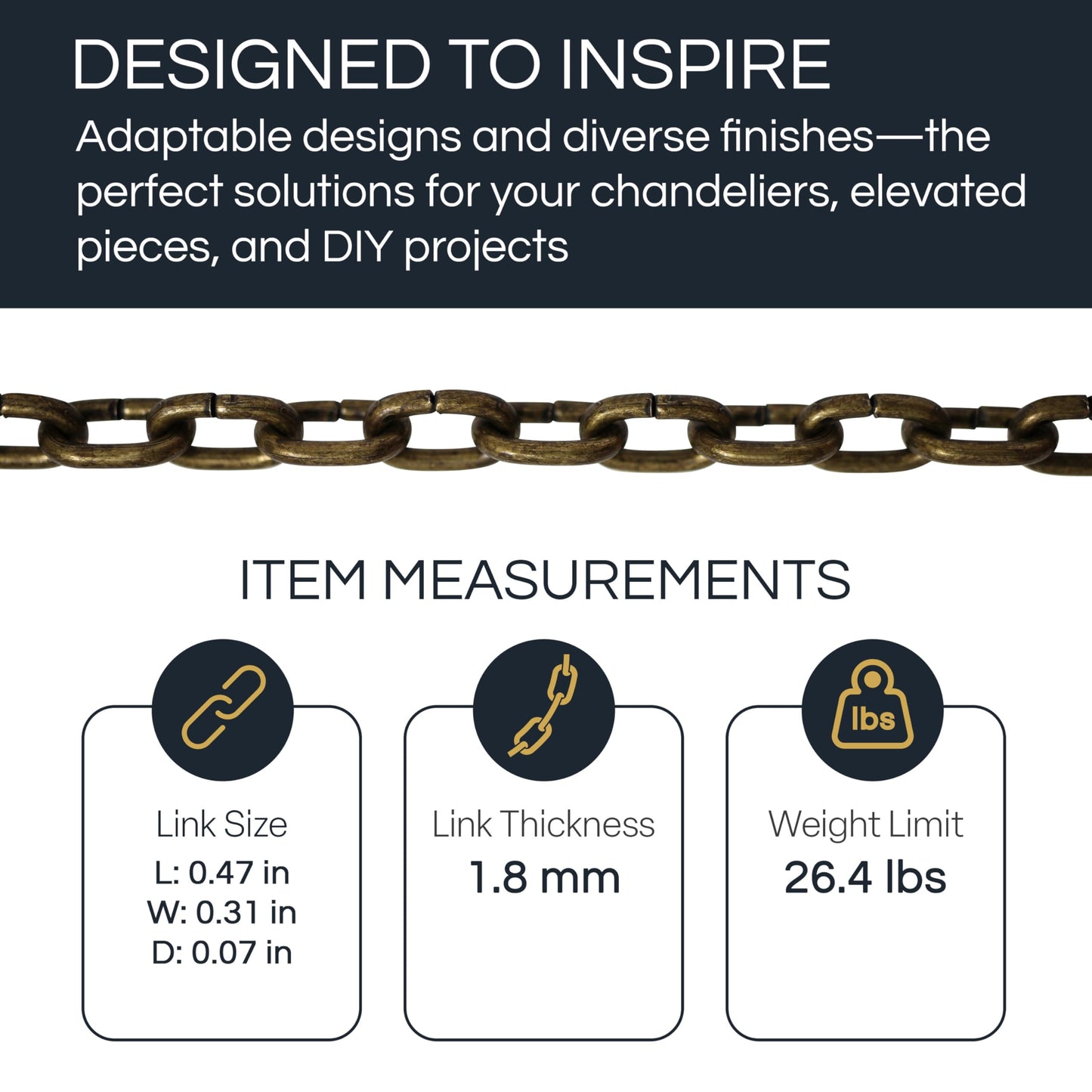 RCH Hardware CH-S53-14-AB-3 Steel Clock Chain, Antique Brass (3 Feet)