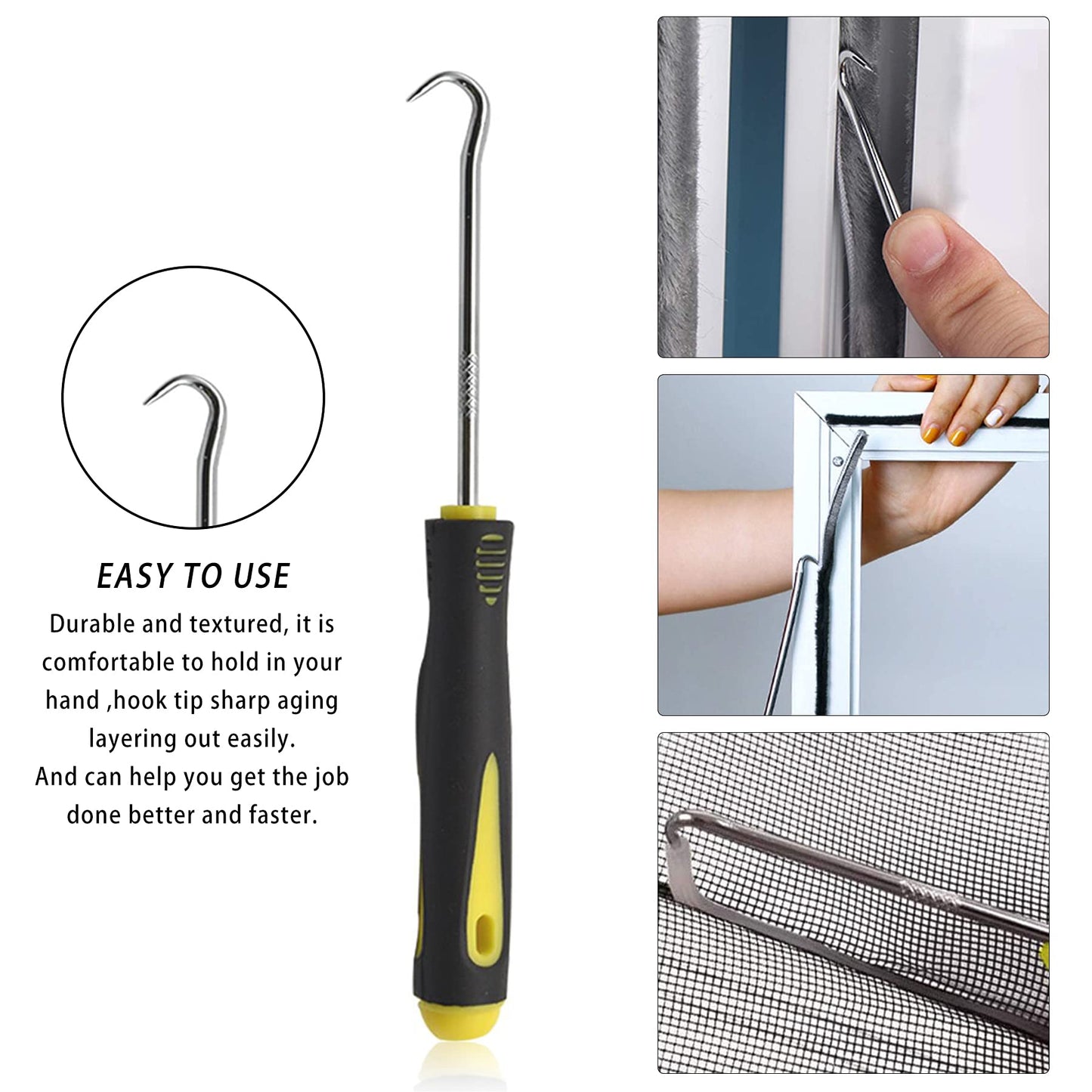 BAYTORY 3Pcs Screen Tool, Window Screen Spline Roller Tool with Wooden Handle and Steel/Nylon Bearing Wheels, Mesh Screen Door Repair Kit Easy to Use