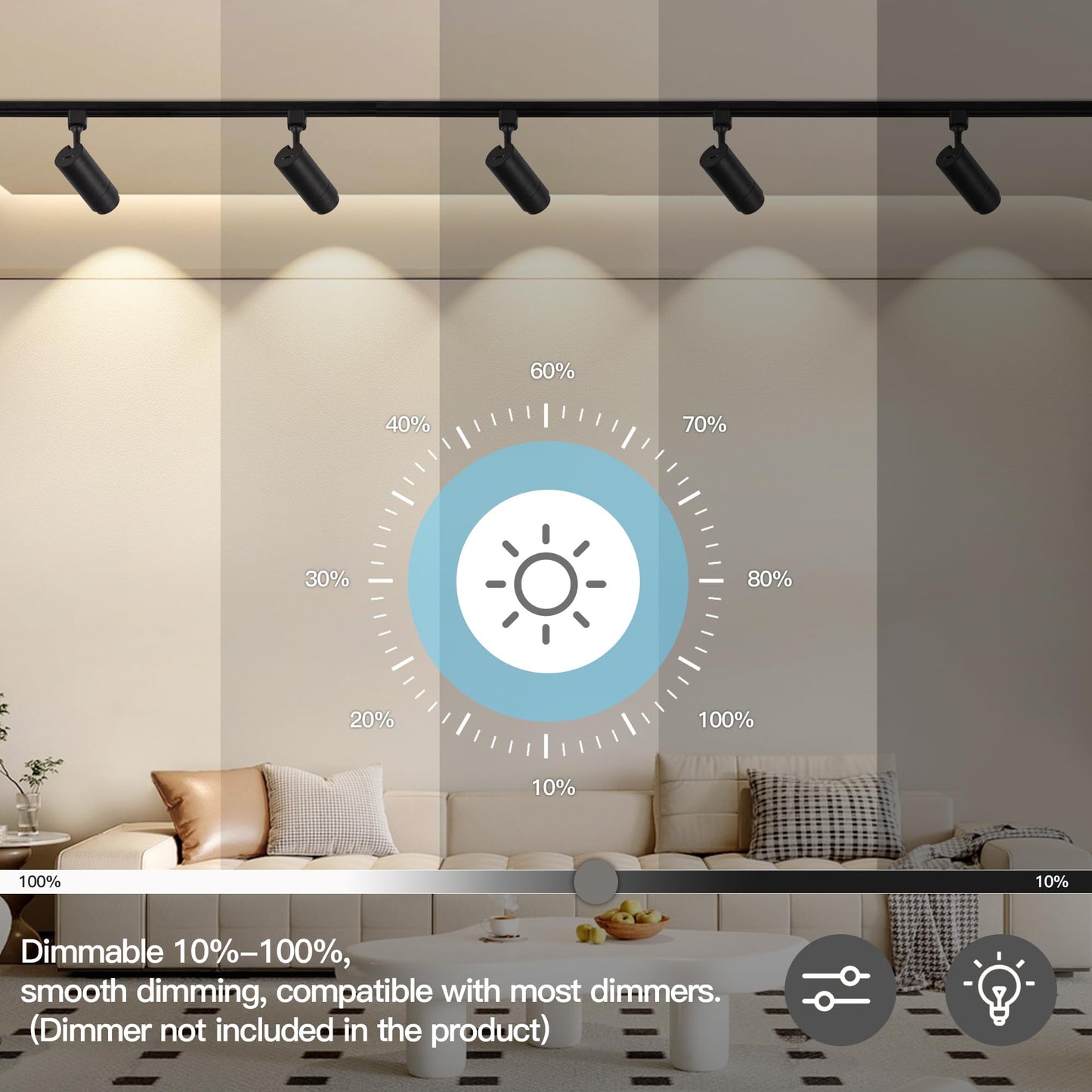 Ajbvp 5-Color LED Track Light Heads 12W Dimmable, Adjustable Beam 15°–60°, Multi-Color Temp 2700K–5000K, Ceiling & Art Lighting