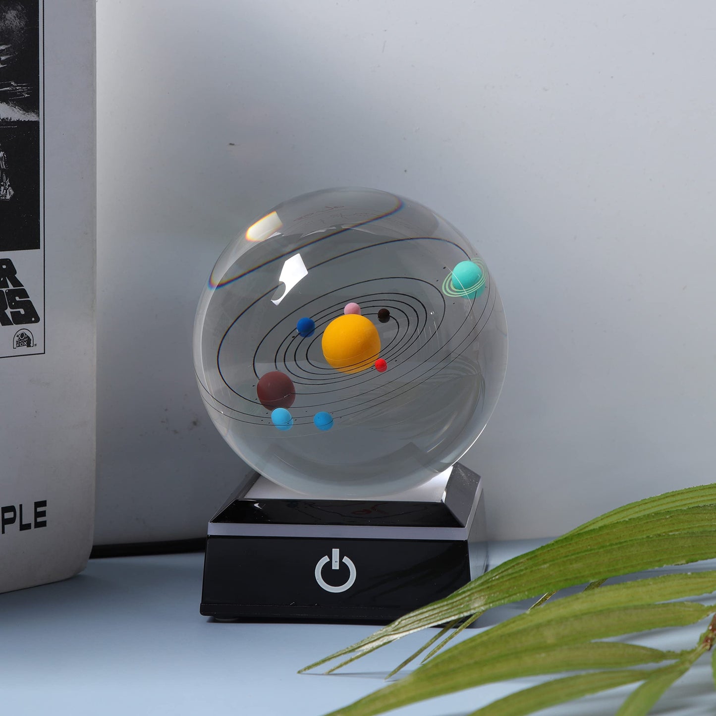 3D Solar System Crystal Ball 80mm - Astronomy Decor, Planet Lamp, Science Gifts for Men, Dad, Teacher, Birthday Night Light