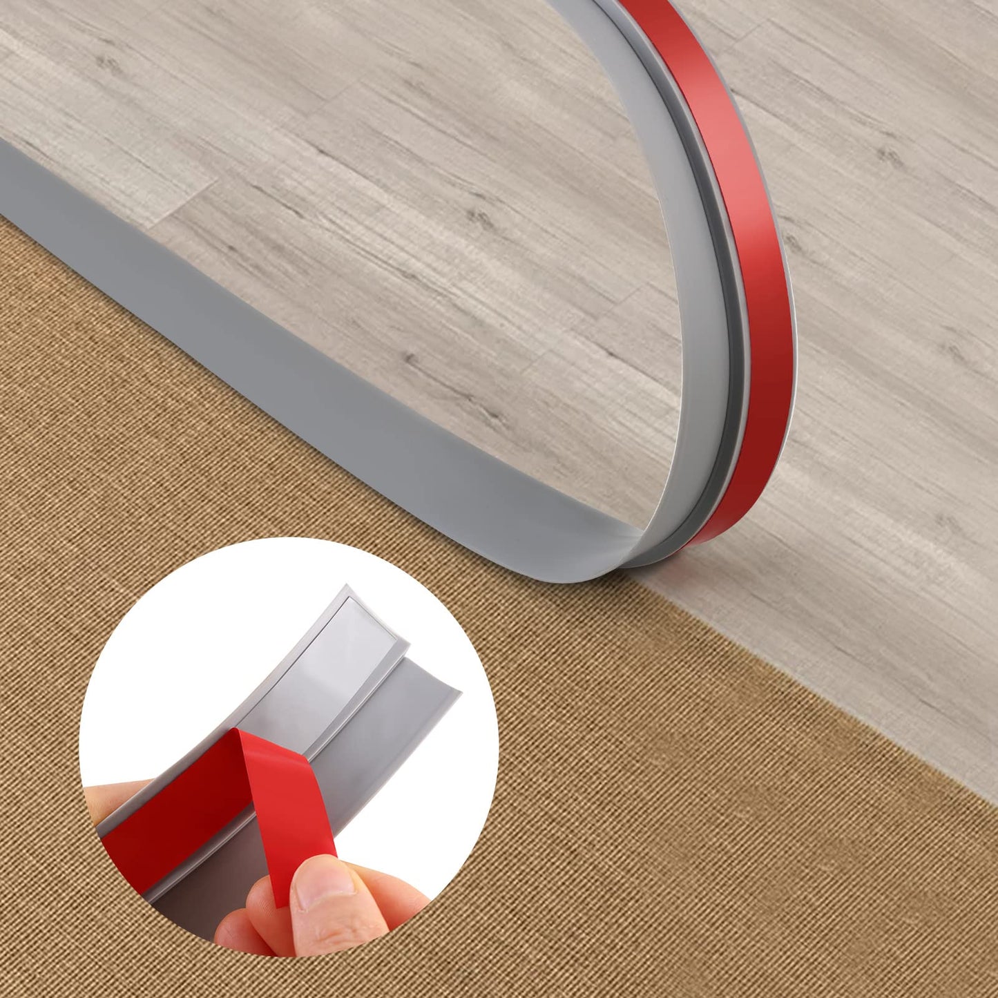 9.8ft Peel and Stick Floor Transition Strip, Carpet to Tile Transition Edging Trim Suitable for Doorways Threshold (Cover Height Within 5mm)