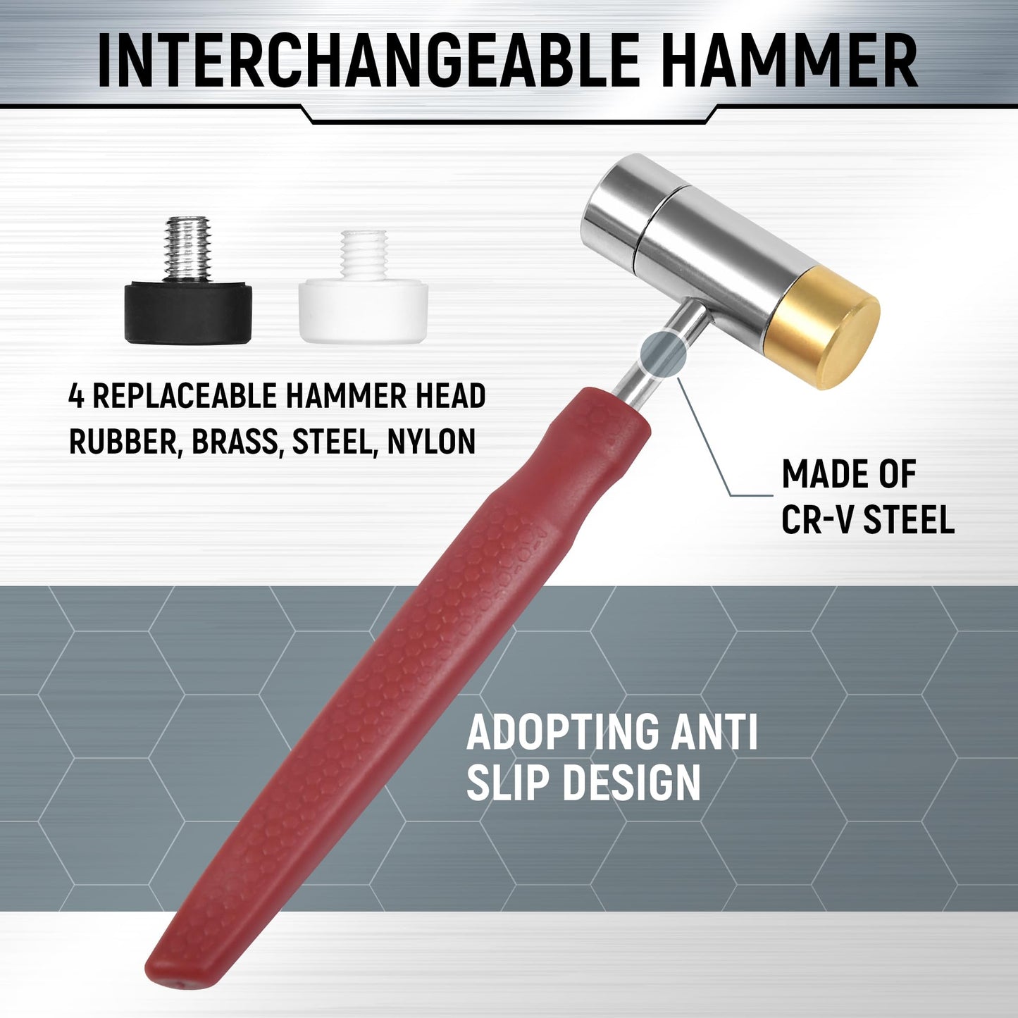 W WIREGEAR Steel Pin Punch Set with Replaceable Face Hammer & Bench Block – Solid Mechanical Repair Tool for Roll Pins