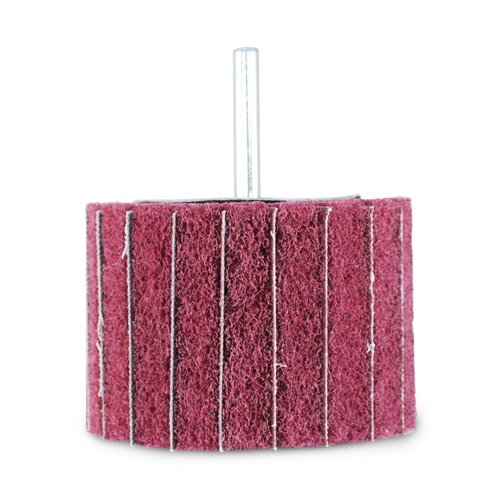 BHA Mounted Interleaf Flap Wheels for Sanding and Finishing, 3” x 2” x 1/4”, Red (Medium) - 5 Pack