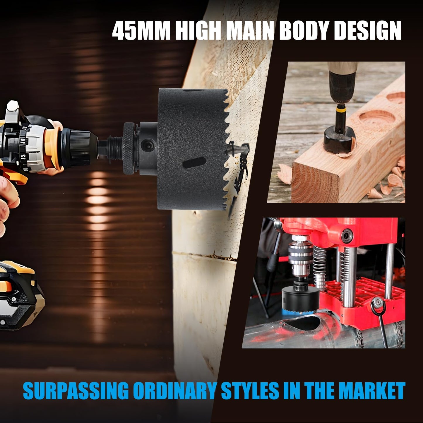 3-1/2" | 89mm Hole Saws with Heavy Duty Arbor HSS Bi-Metal Hole Cutter Drill Bit for Wood Cornhole Boards Plastic Drywall Metal Fiberboard(Black)