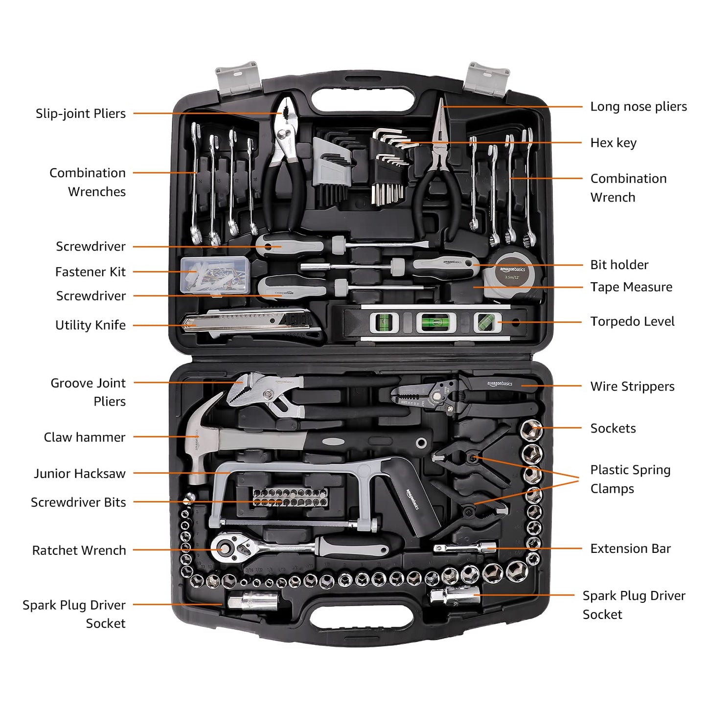 AmazonBasics 173-Piece General Household Hand Tool Set