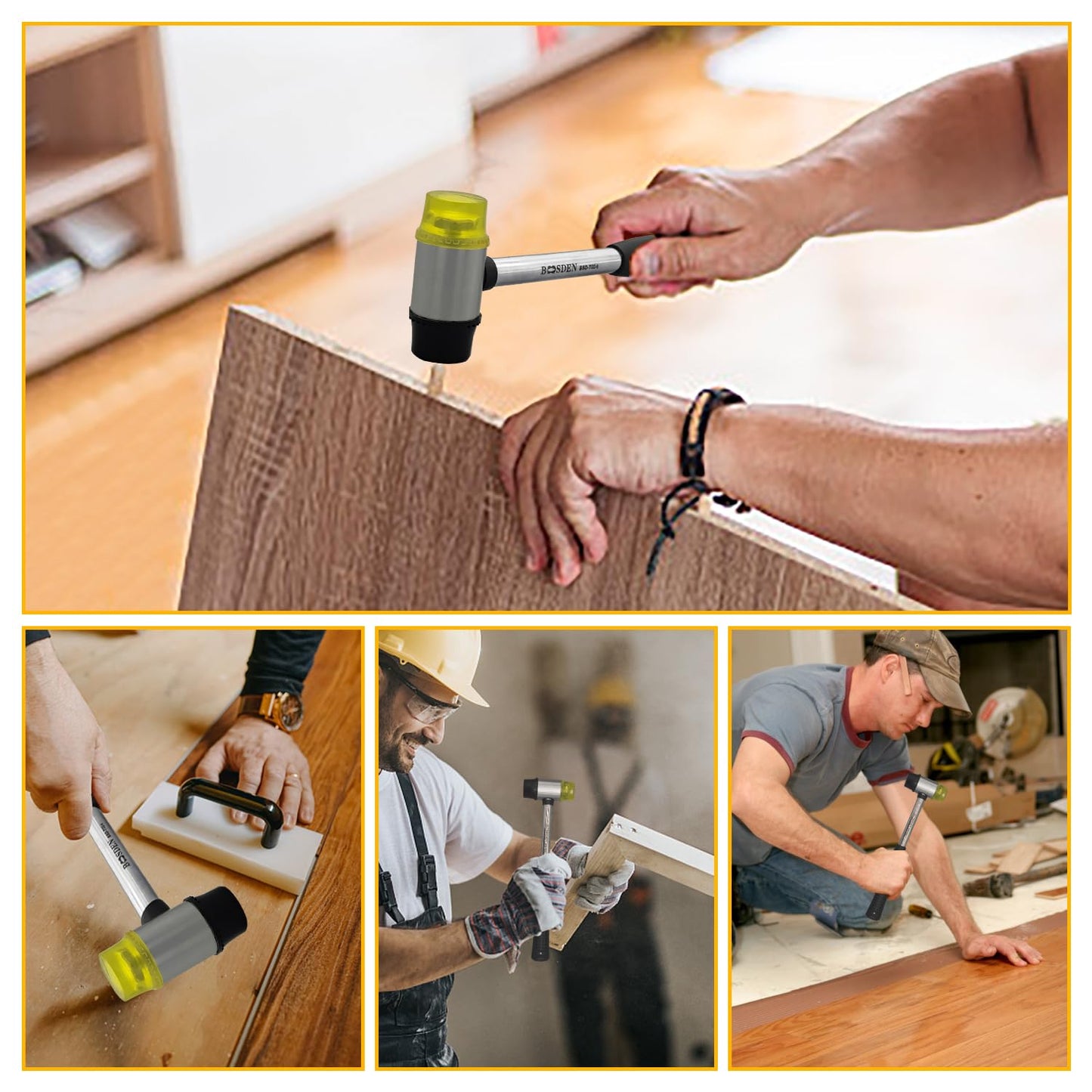 BOOSDEN Double-Faced Soft Hammer Mallet, Rubber Hammer, Soft Hammer for Home Decoration Installation Hand Tool, 25mm