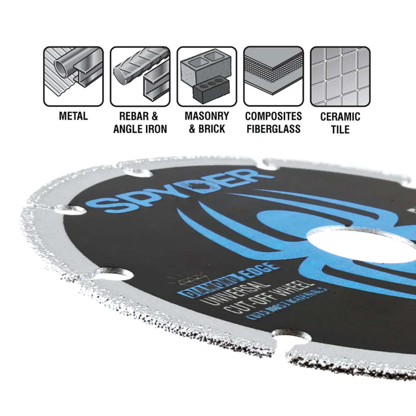 Spyder 3-Inch Diamond Bite Cut-Off Wheel for Steel, Cast Iron, Rebar, Stone, Concrete Block, Ceramic Tile, and More, 3/8-Inch Arbor (14003)