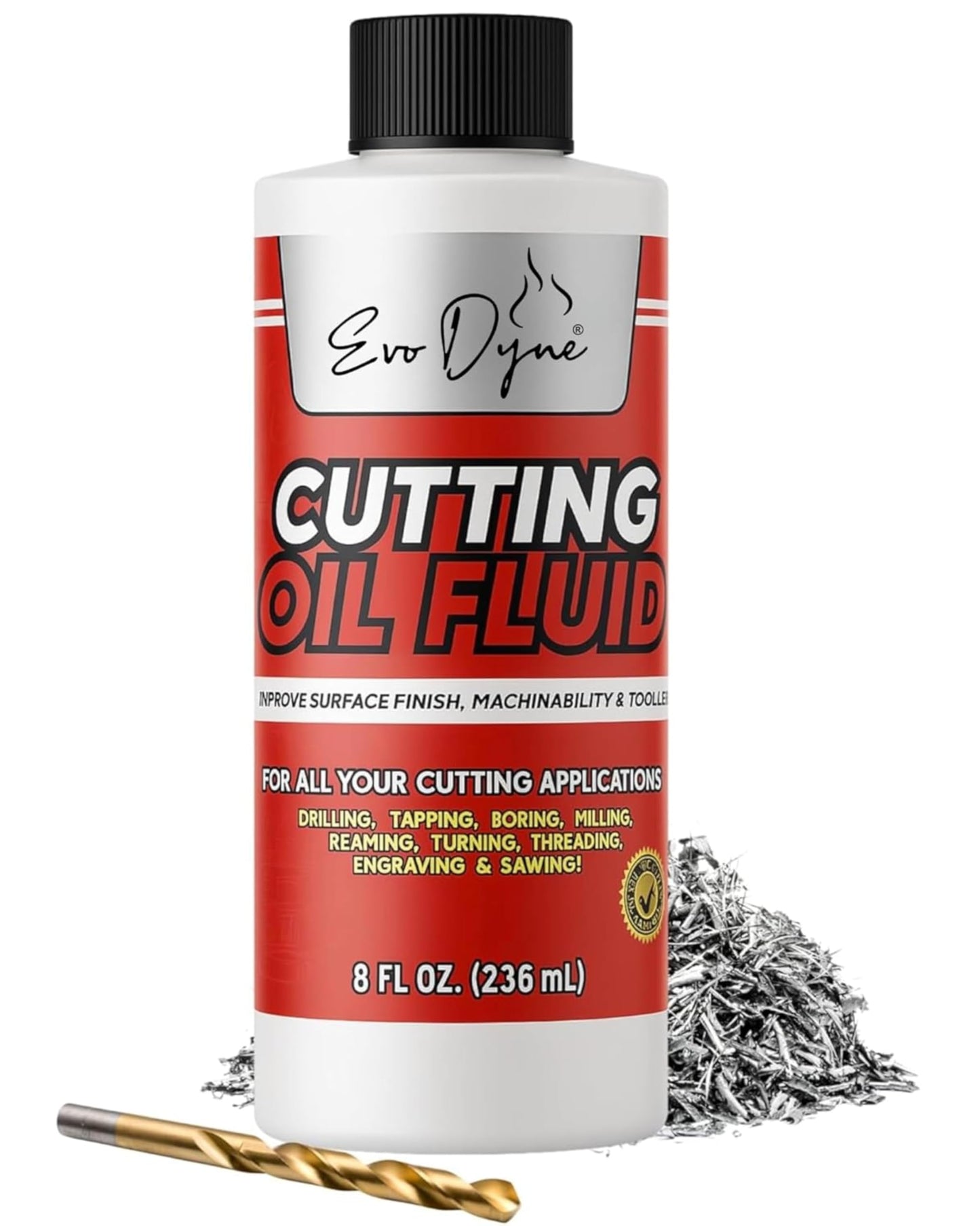 Evo Dyne Cutting Oil & Fluid, 8 oz, Made in USA, Professional Grade for Drilling, Tapping & Milling, Safe on Metal & Glass