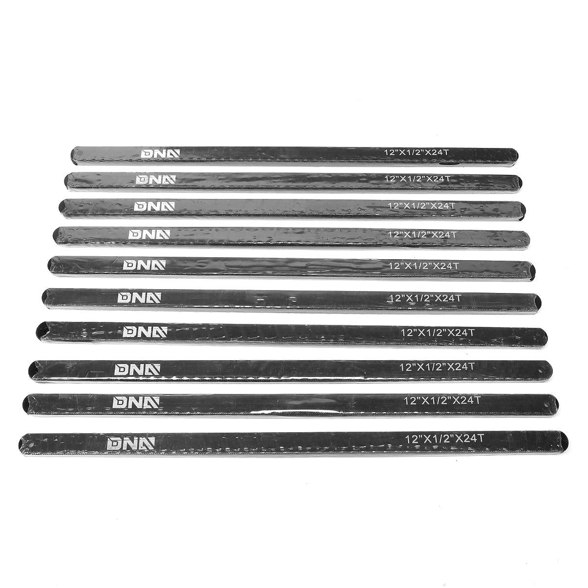 DNA Motoring TOOLS-00108 Replacement Hacksaw Blades, 12-Inch Heavy Carbon Steel, 24 TPI, Powder Coated, Pack of 10