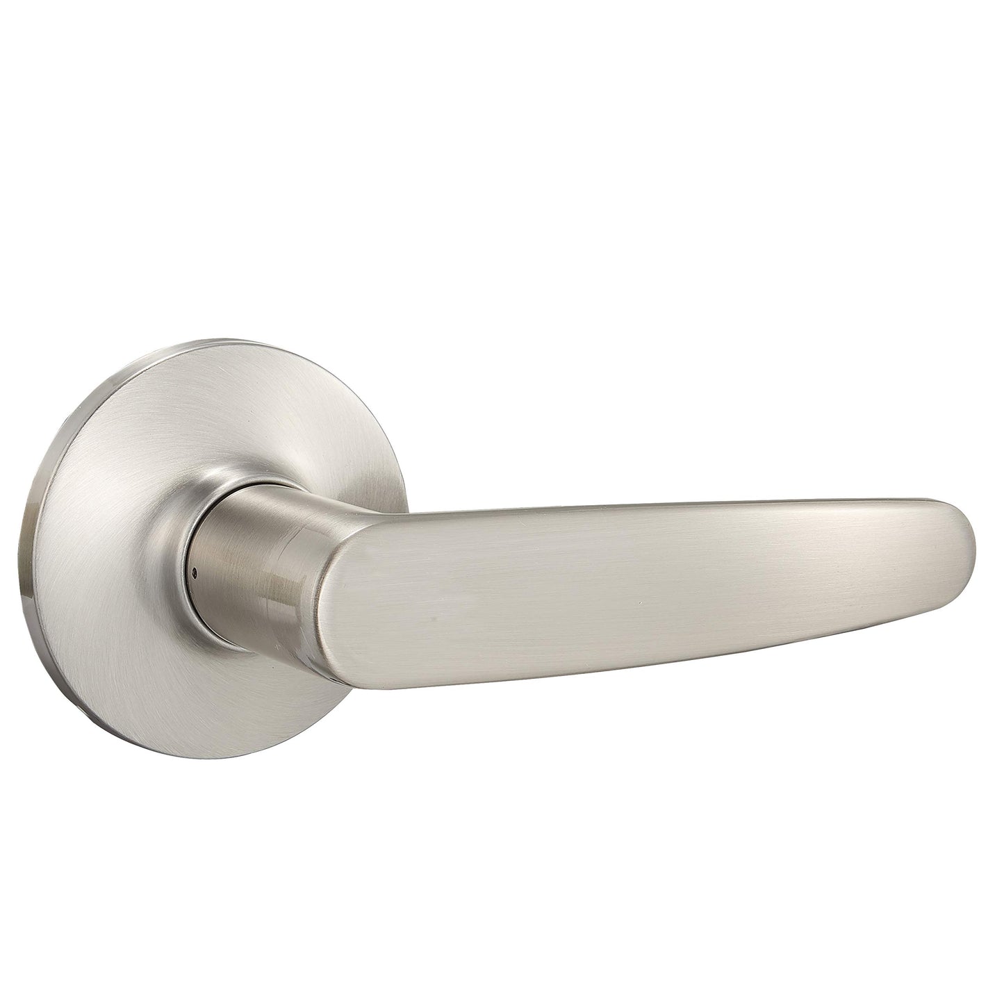 Amazon Basics Straight Door Lever, Passage, Satin Nickel, 1-Pack