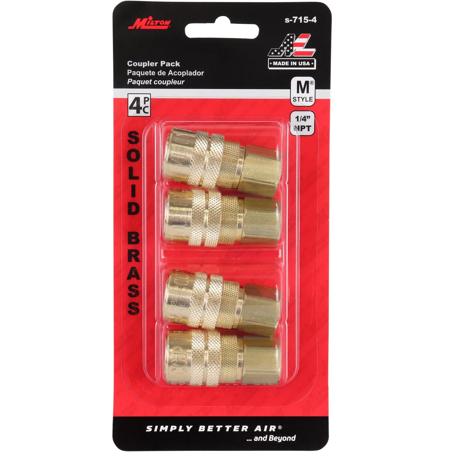 Milton S-715-4 1/4" FNPT M Style Coupler - Pack of 4