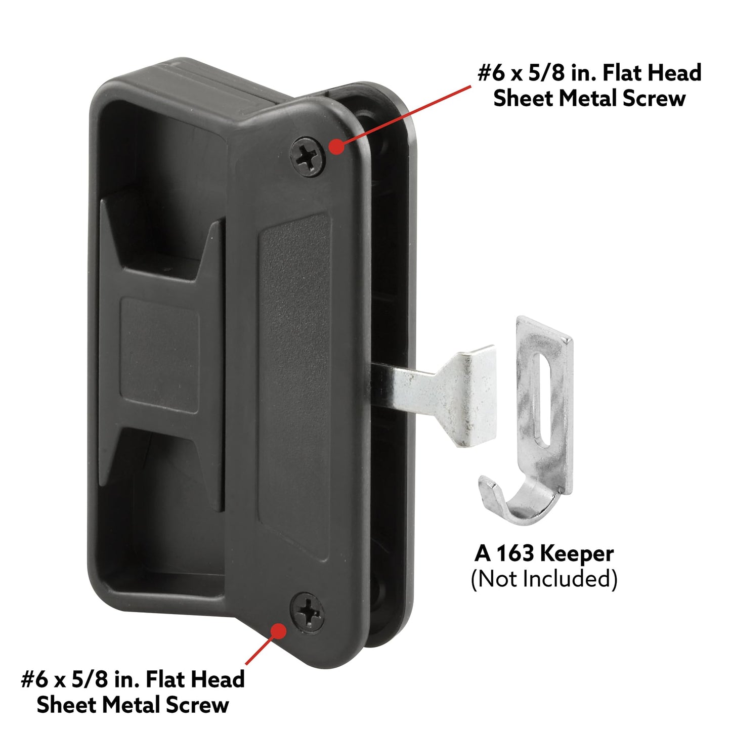 Prime-Line A 168 Black Plastic, Sliding Screen Door Latch and Pull, fits Superior (Single Pack), Black