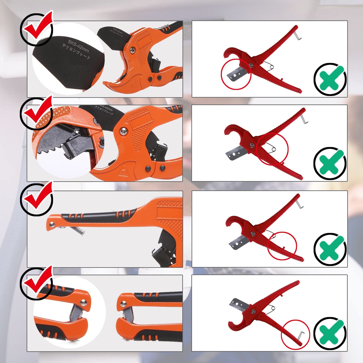 Zantle Ratcheting Pipe & Tube Cutter, One-Hand Fast Cutting Tool for PEX, PVC, PPR Pipes up to 1-1/4" O.D., Easy Use