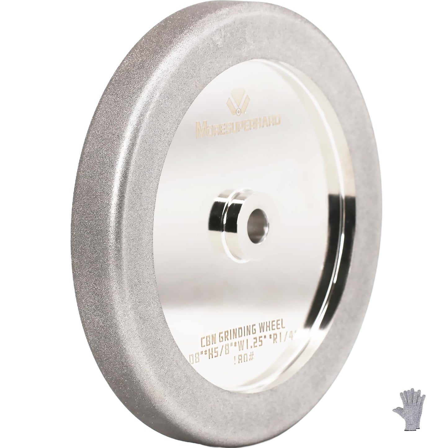 MORESUPERHARD 4 in 1 CBN Grinding Wheel 8 inch 180 Grit,1.25" Wide,5/8" Arbor for Sharpening High Speed Steel Tools Woodturning Tools(180 Grit)