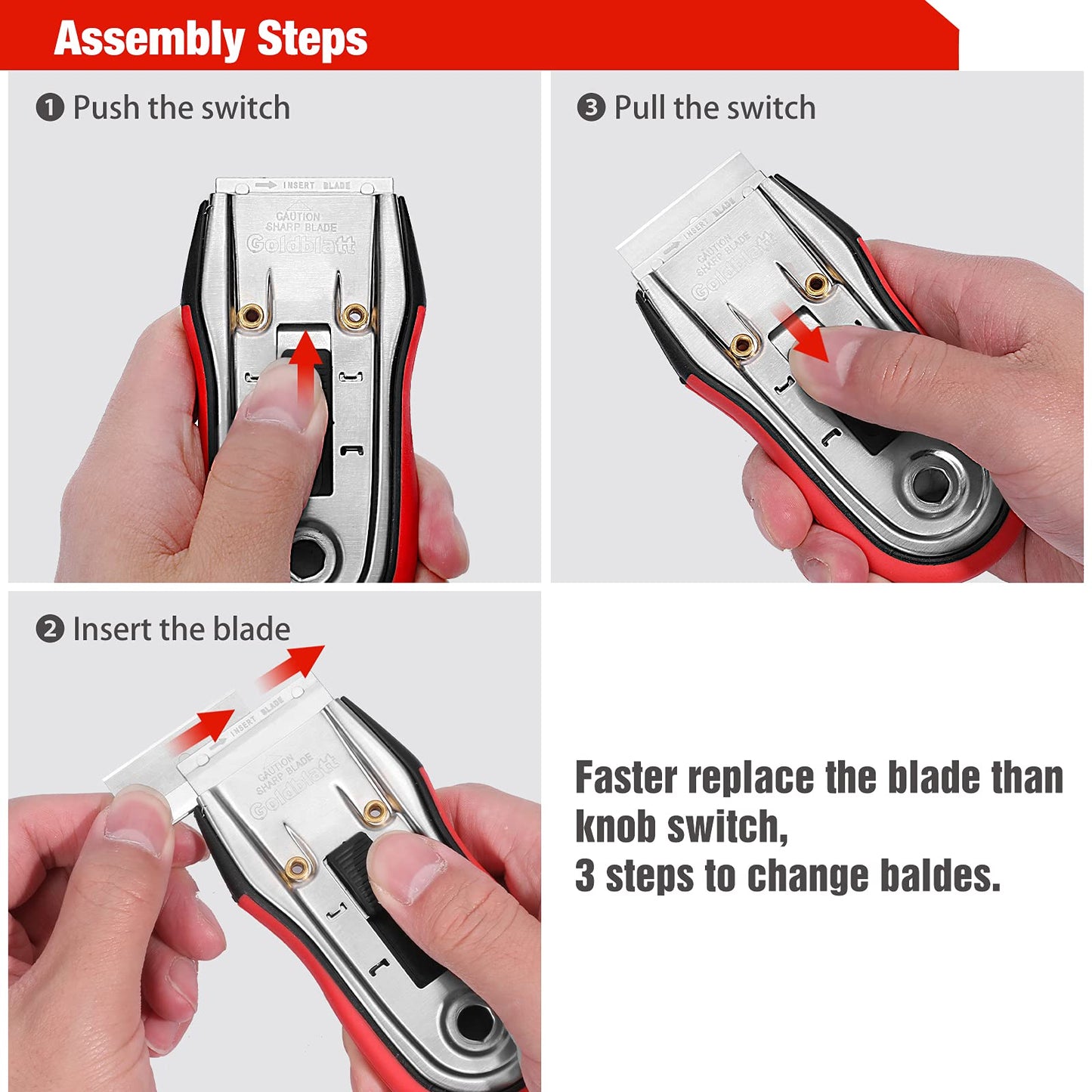 Goldblatt 2-Piece Razor Blade Scraper with 20 Blades, Tool for Glass, Windows, Decals, Stickers, Labels, Caulk & Adhesive Removal