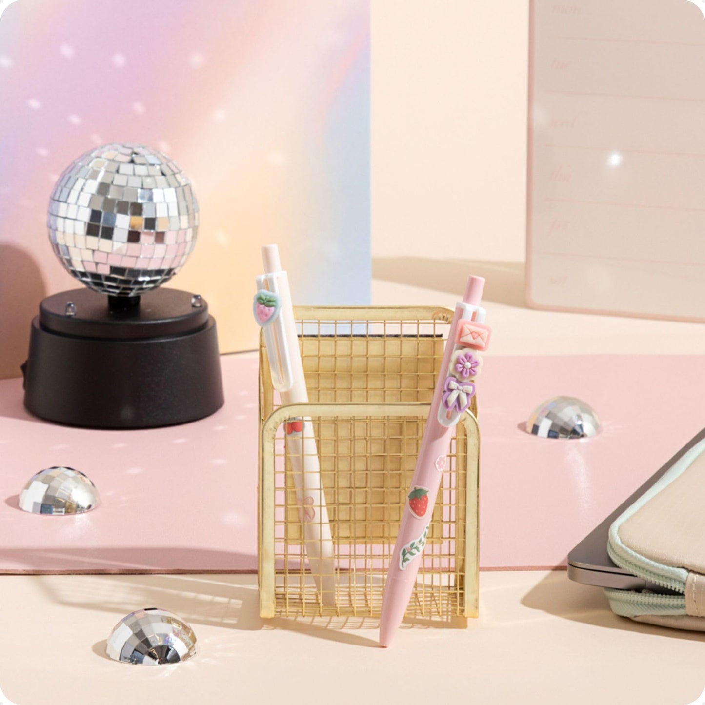 U Brands Magnetic LED Disco Ball Light, Disco Ball Locker Accessories, Black and Silver