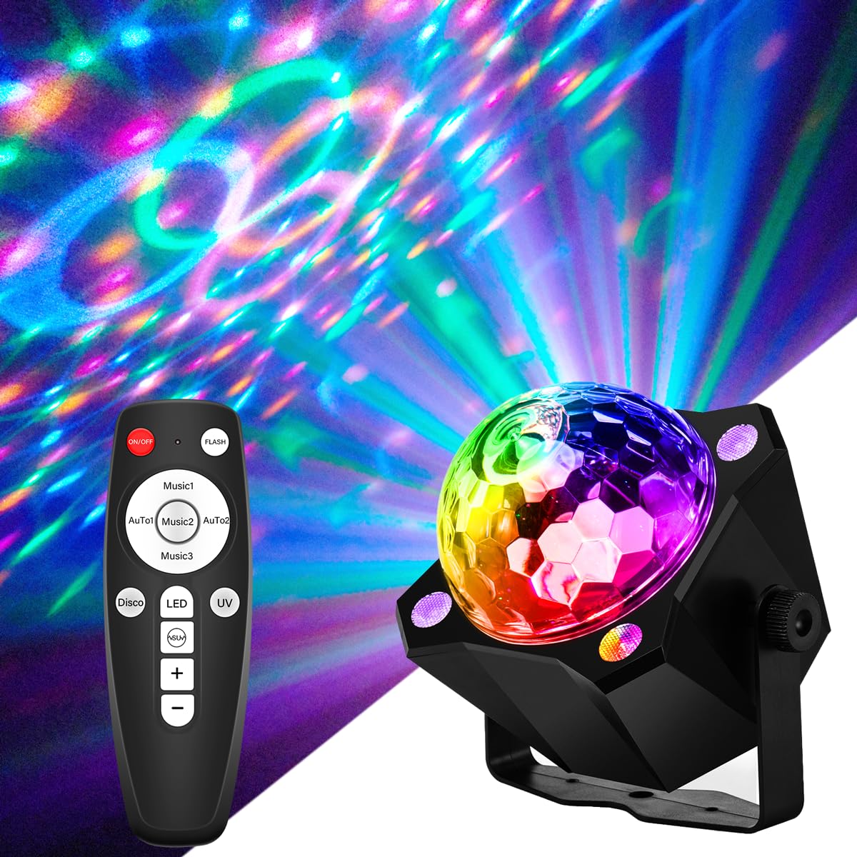 Disco Ball Party Lights Sound Activated with Strobe Effect for Halloween Christmas Parties Birthday Karaoke Wedding Home Club Decor
