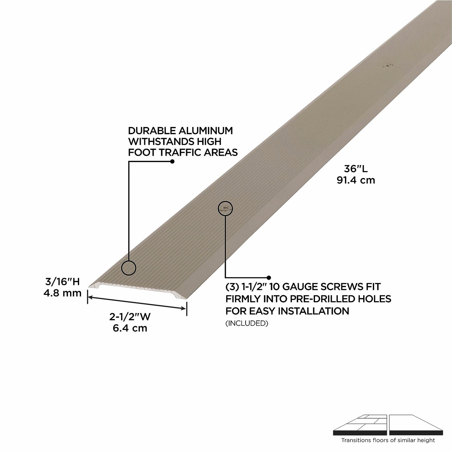 M-D Building Products 43934 2-1/2 in. X 36 in. Pewter Aluminum Seam Binder w/Screws & Anchors