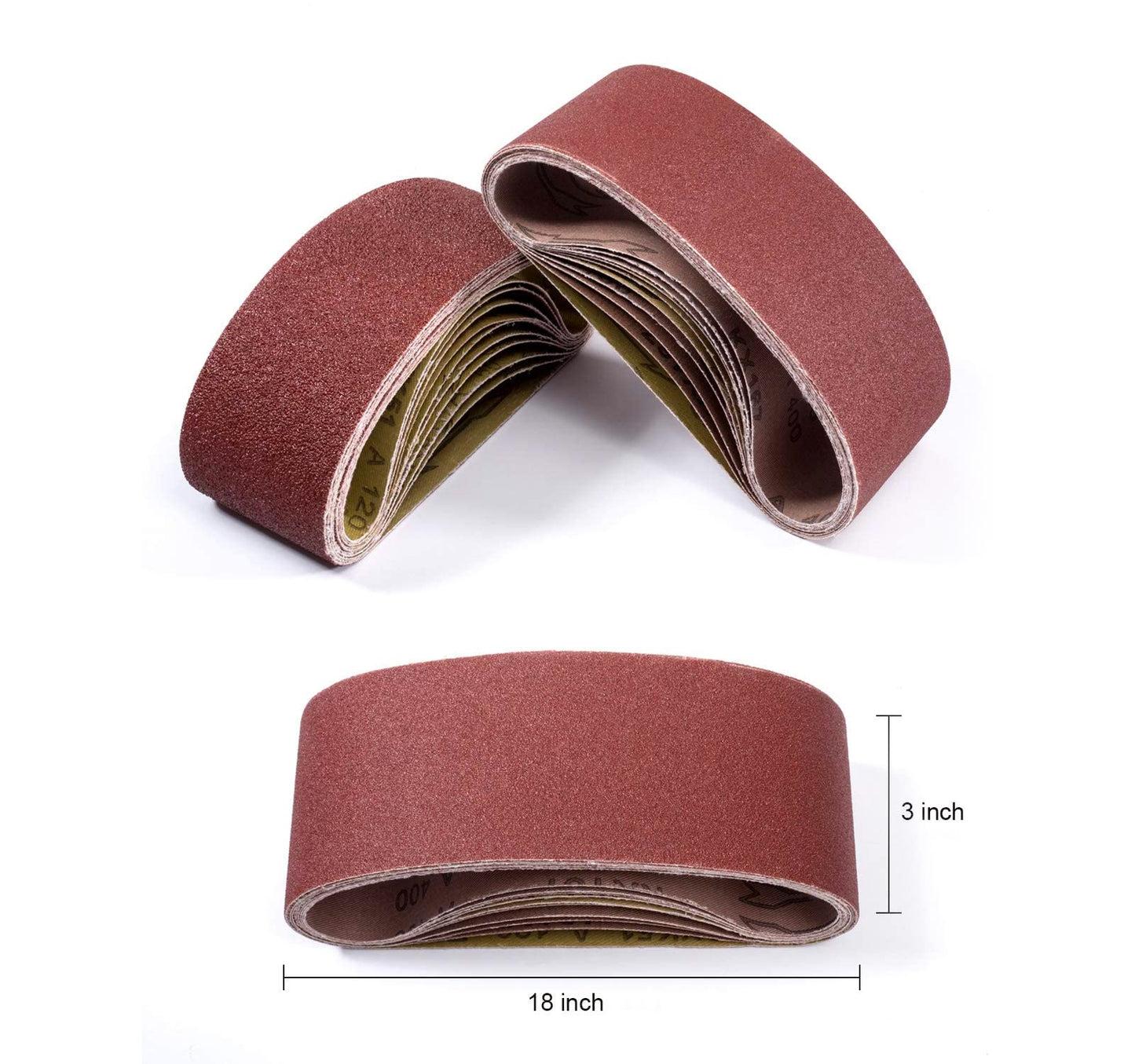 S SATC 3x18 Sanding Belts 20PCS, Aluminum Oxide 40-400 Grits for Wood, Metal & Paint, Includes 60/80/120/150/240/400 Grits