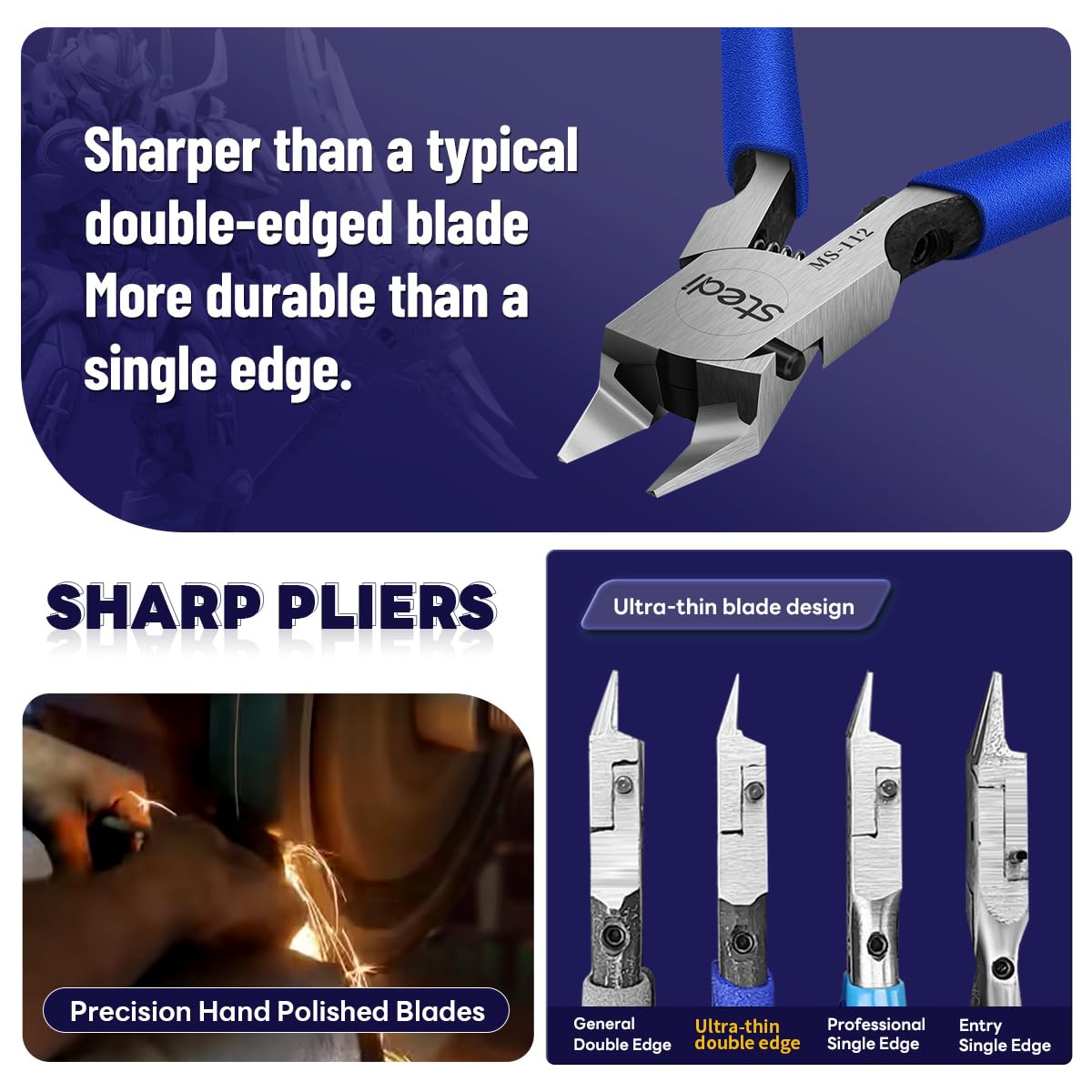 stedi Model Nipper, Ultra-thin Double-blades Nippers with Protective Case Model Hobby Making Tools for Gundam Repairing Plastic Model and Fixing