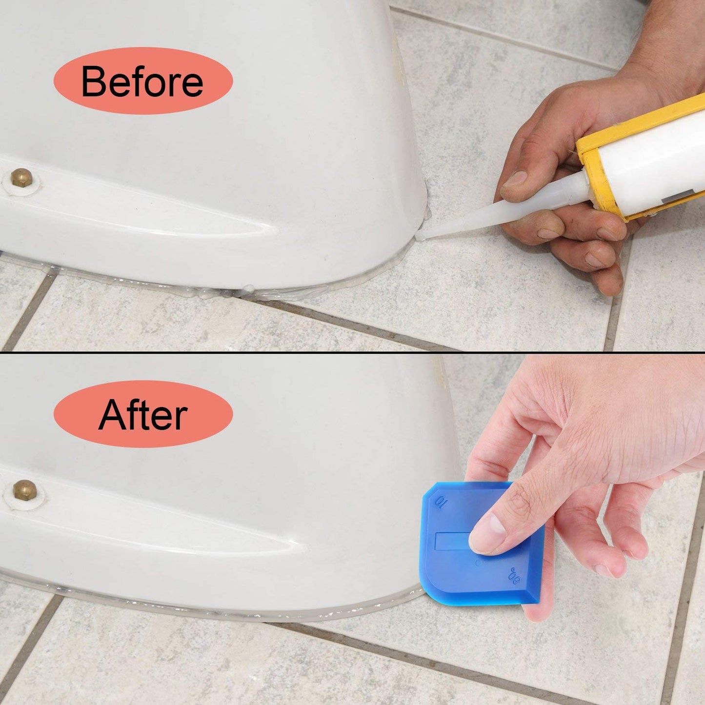 Outus 2 Pieces Caulking Tool Set Silicone Sealant Grout Tool for Kitchen Bathroom Floor Sealant Sealing(Blue)