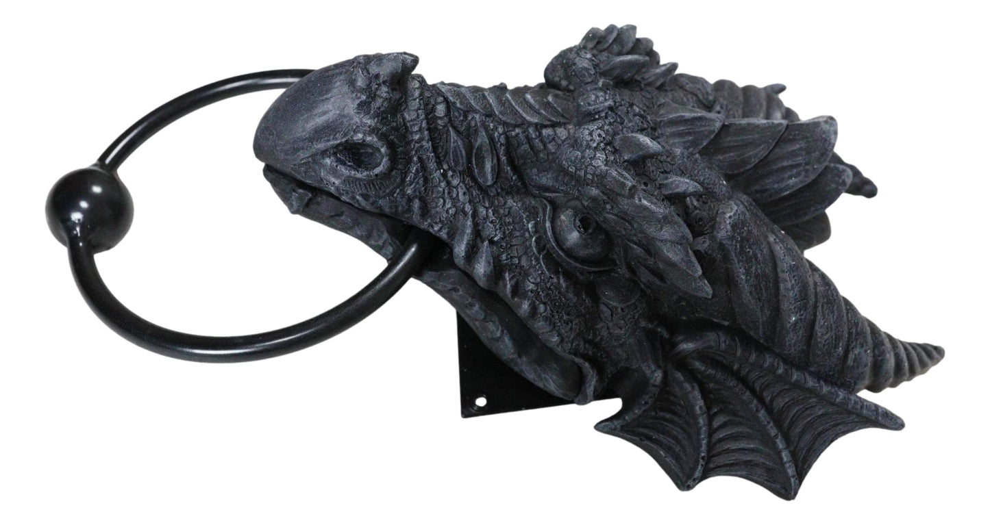 Ebros Gift Gothic Ancient Horned Dragon Wyvern Monarch Guardian Head Door Knocker Myths And Legends Dungeons And Dragons Home Decor Figurine