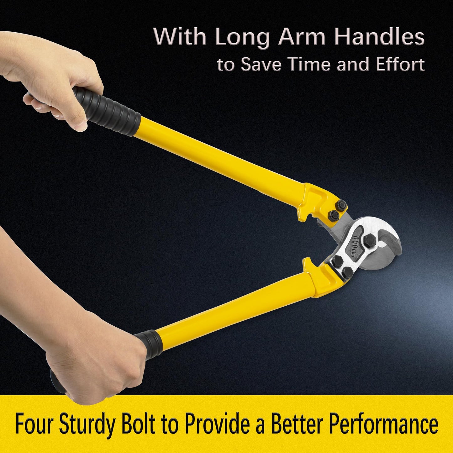 AUPREX 24" Heavy Duty Cable Cutter, Carbon Steel Wire Rope Pliers for Aluminum & Copper, Long Arm Ergonomic Labor-Saving Tool