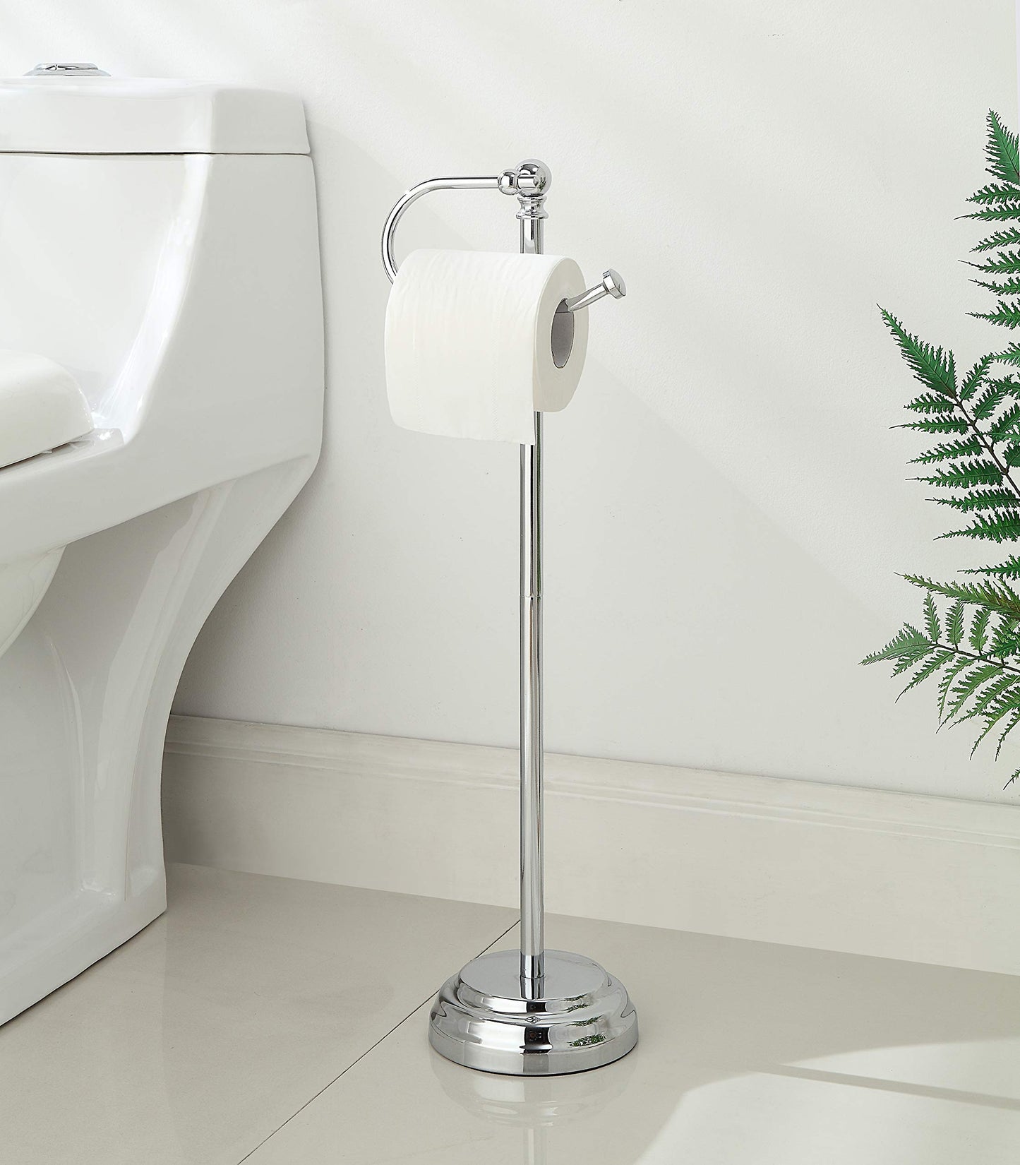 SunnyPoint Classic Bathroom Free Standing Toilet Tissue Paper Roll Holder Stand