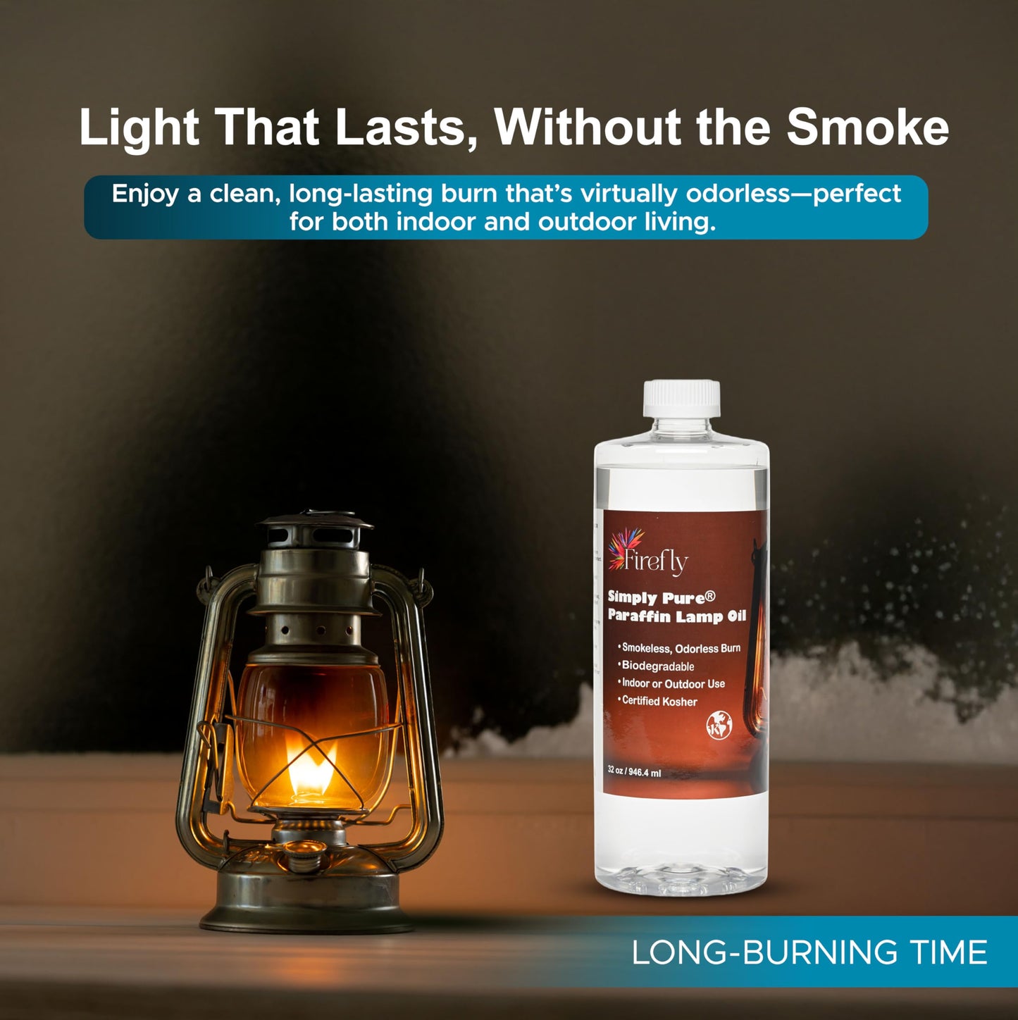 Firefly Fuel 32oz Premium Liquid Paraffin Lamp Oil – Smokeless, Odorless Indoor Fuel for Lamps, Lanterns & Candles, Long-Lasting Clean Burn