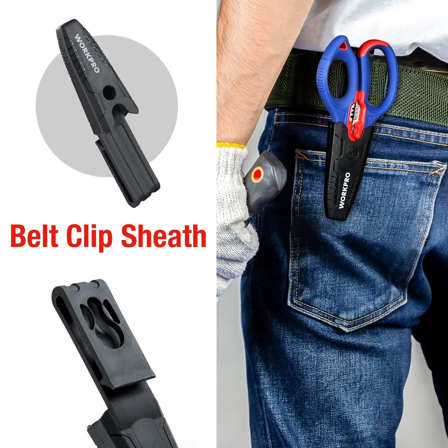 WORKPRO Stainless Electricians Scissors, 6.4" Professional Electrician Shears with Wire Stripper for Soft Cable (Not Suitable for Diving Use)