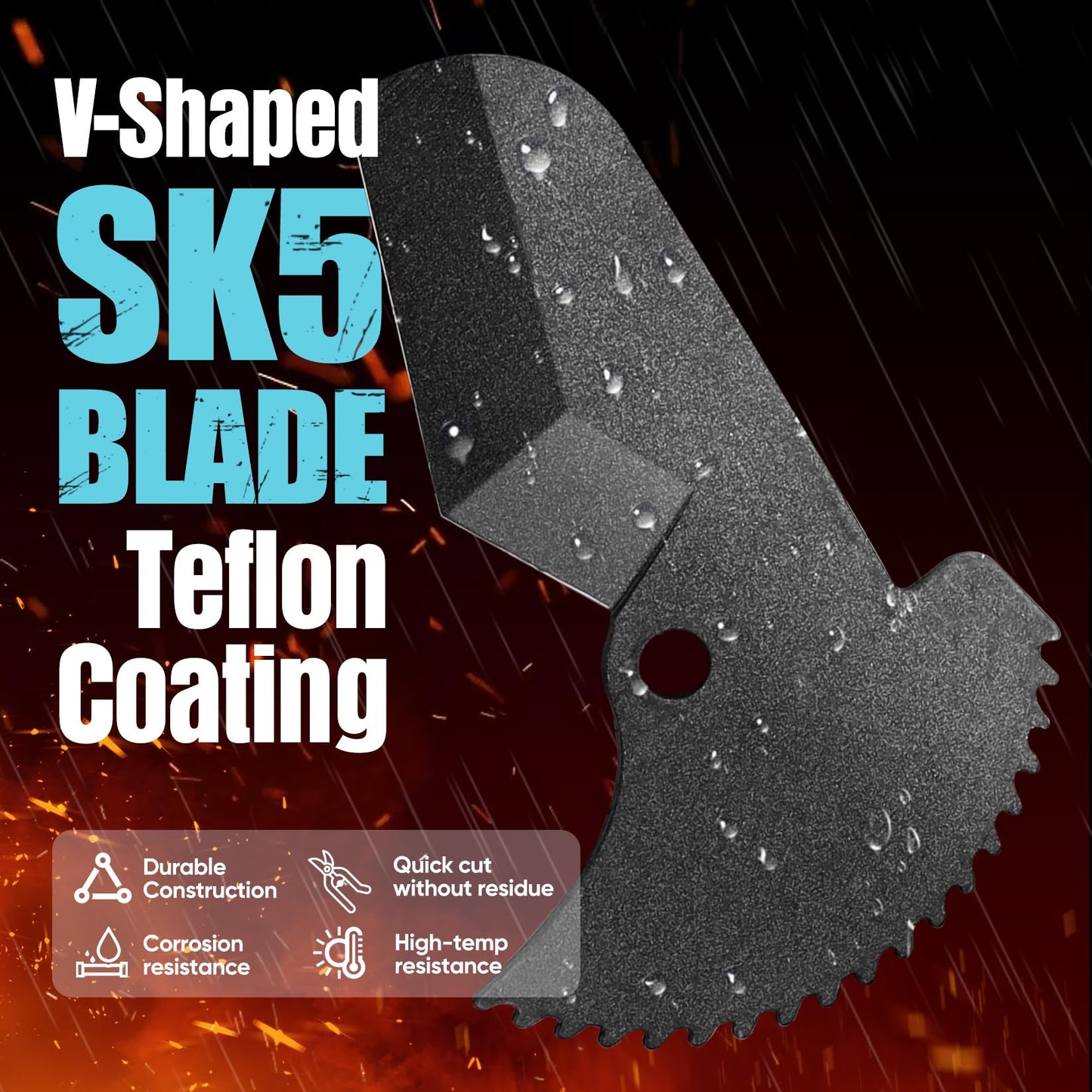 SHALL PVC Pipe Cutter up to 2-1/2”, Heavy-Duty Aluminum Ratchet Cutter for PVC, PPR, PE, PEX & Plastic Plumbing Pipes, SK5 Blade