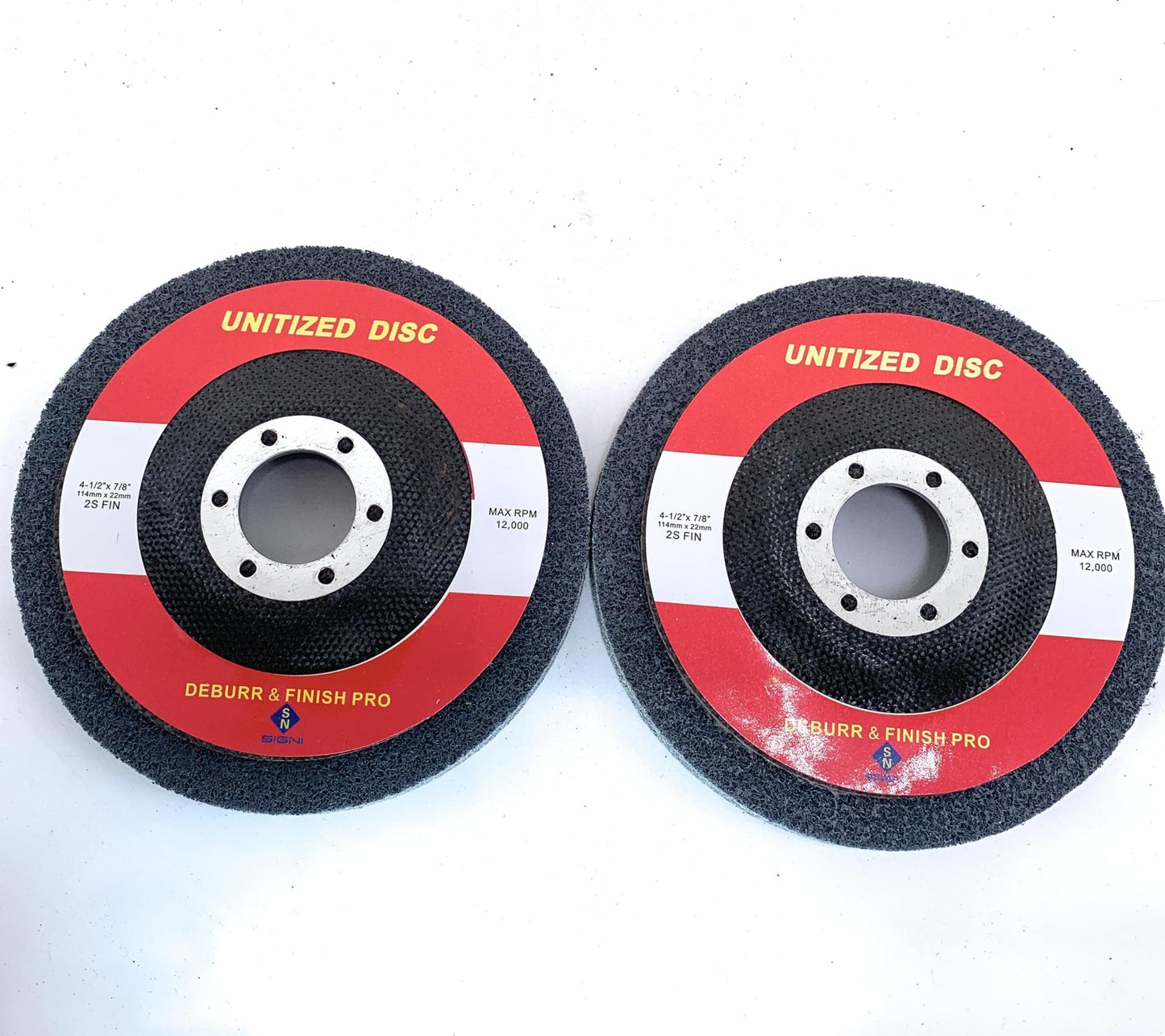 SIGNI Unitized Disc EXL UW - Surface Conditioning Deburr & Finish PRO 4-1/2”x 7/8”for Metal,Alloy,Steel for Angel Grinder (2S FIN, 2PCS)