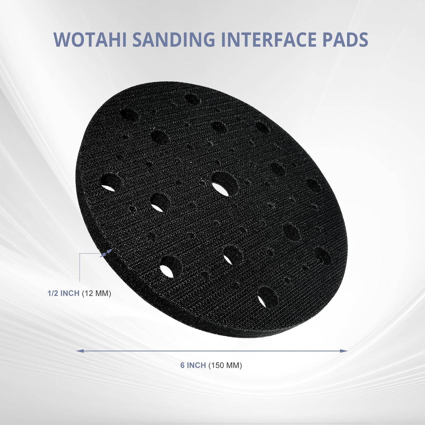 WOTAHI 6 Inch 5-Piece Orbital Sander Interface Pads, 53 Holes Hook and Loop Interface Buffer Pads, Soft Foam Sanding Pads for Orbital Sander